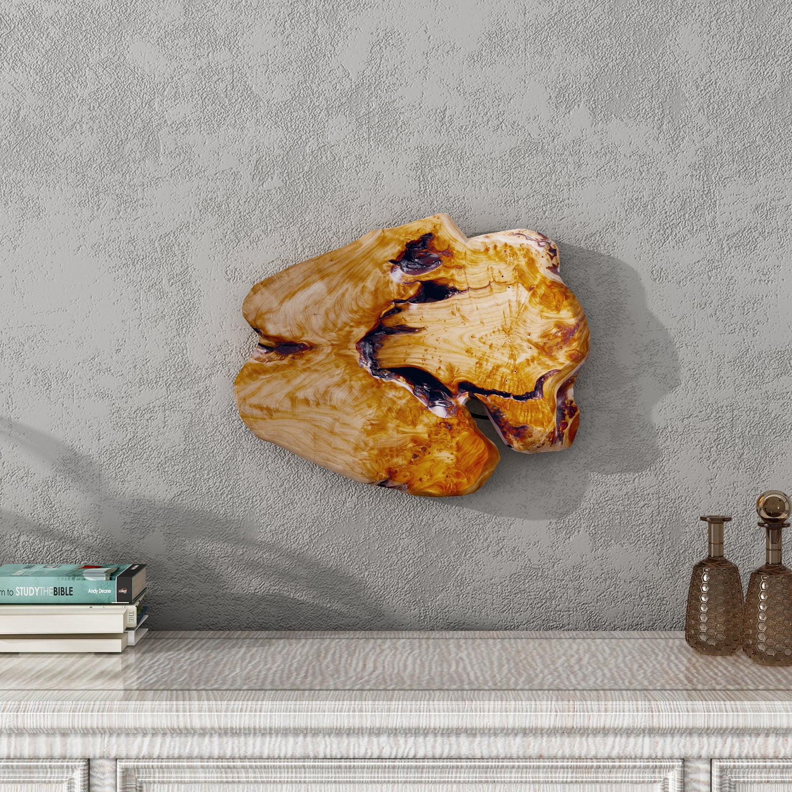 WELLAND Cedar Wood Wall decoration Ornaments, Hanging Decoration, irregular shape décor, 17.5 (L) x 1.5 (W) x 15 (H) inches