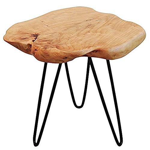 WELLAND Natural Live Edge Side Table with Hairpin Legs, Small Nightstand Wood End Table, 13.5