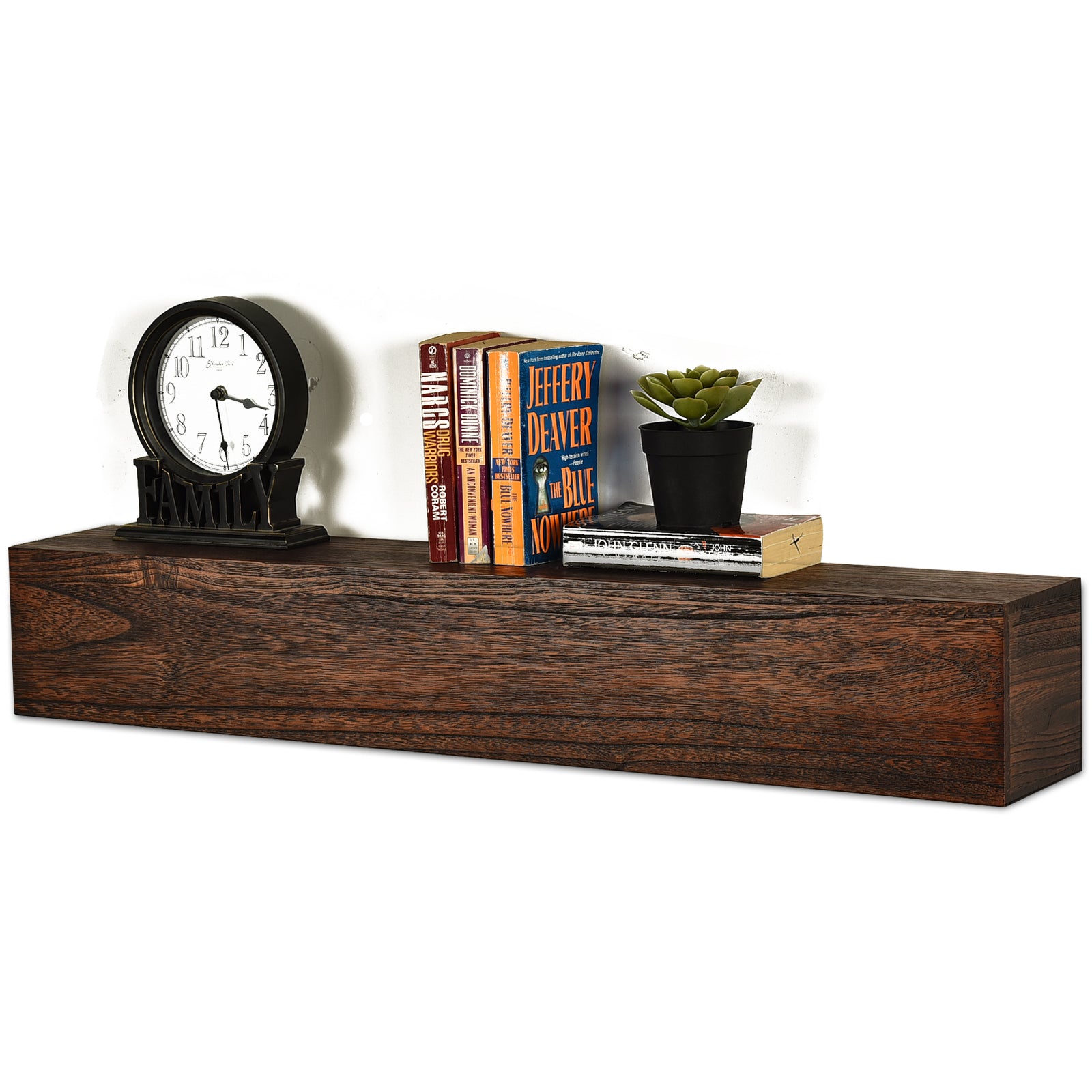 WELLAND Dylan Pinewood Rustic Wood Floating Shelf Fireplace Mantel Shelf Wall Mounted Shelves Display, 6
