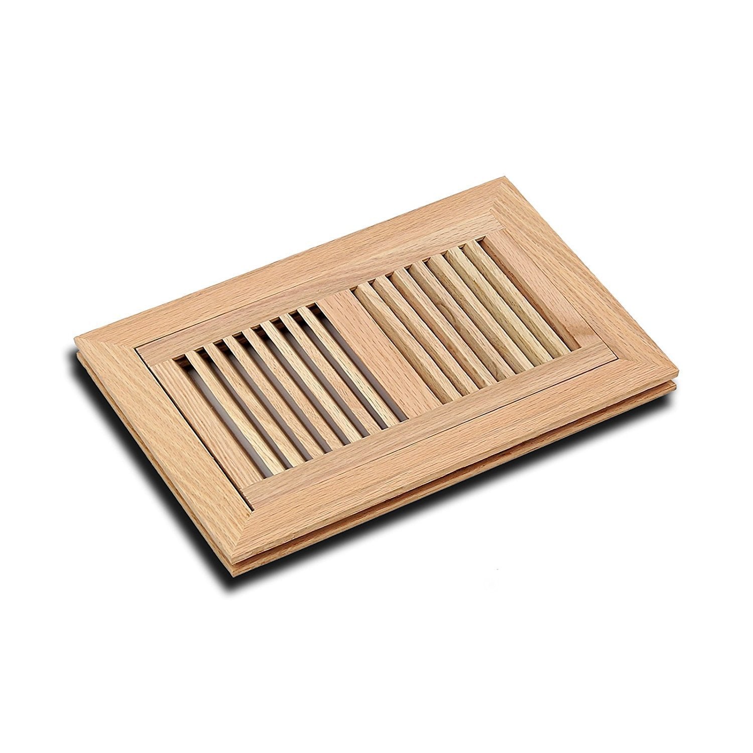 WELLAND Red Oak Flush Mount Floor Register Vents With Frame,Unfinished Wood Vents.