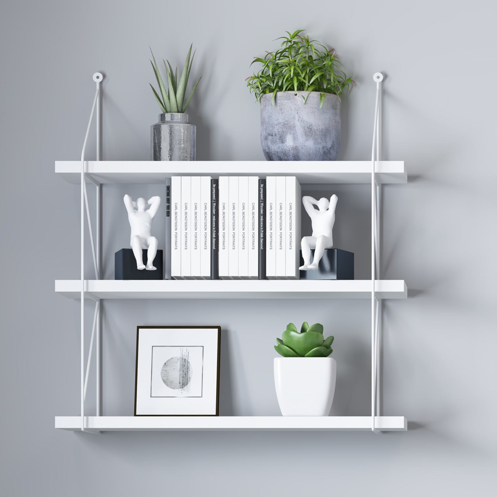 WELLAND 3-Tier Display Wall Mounted Shelves Storage Rack Wall Rack Holder Rack Floating Shelf, 24.5