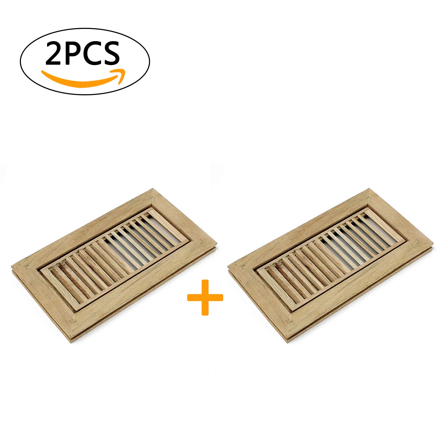 WELLAND Red Oak Flush Mount Floor Register Vents With Frame,Unfinished Wood Vents.