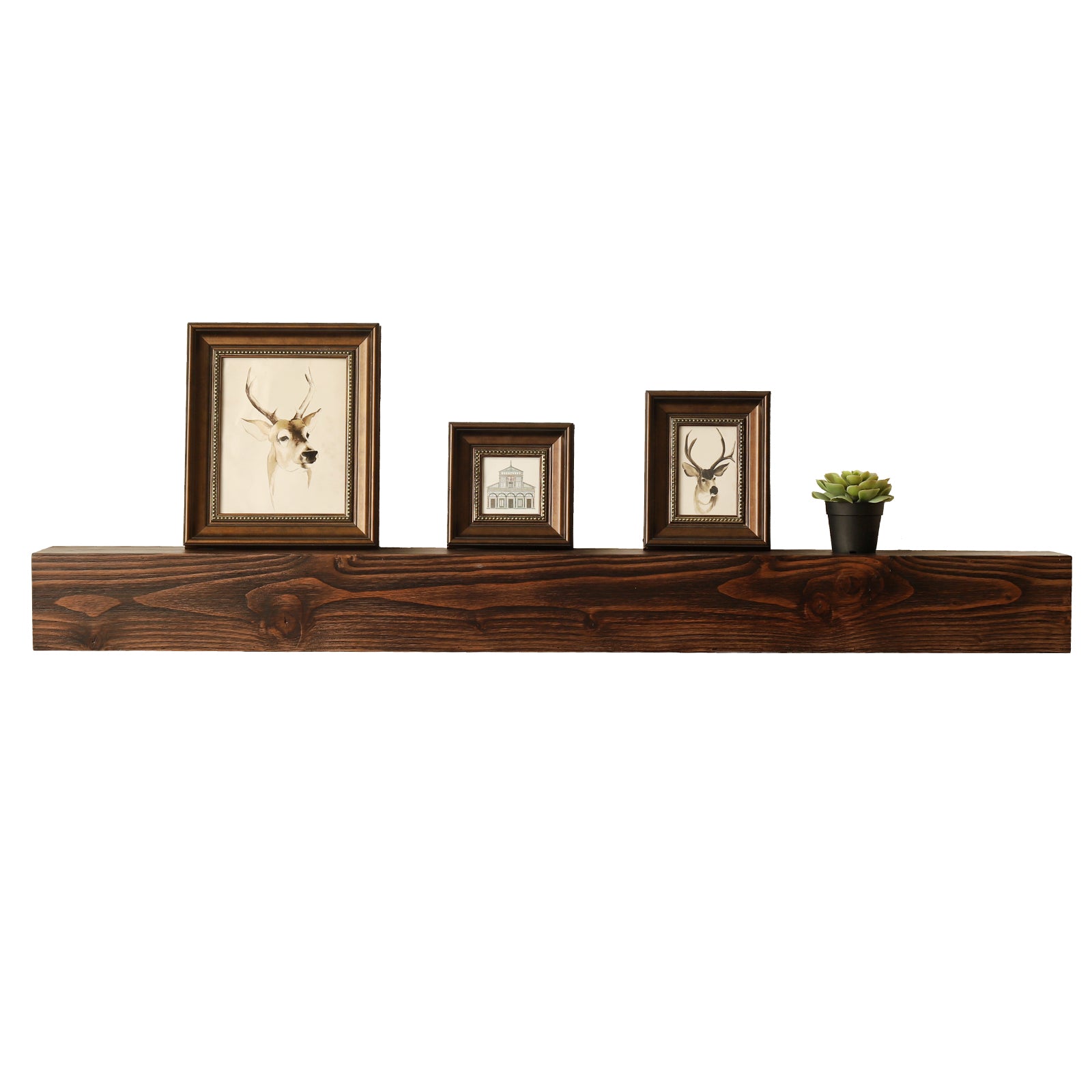 WELLAND Dylan Pinewood Rustic Wood Floating Shelf Fireplace Mantel Shelf Wall Mounted Shelves Display, 6