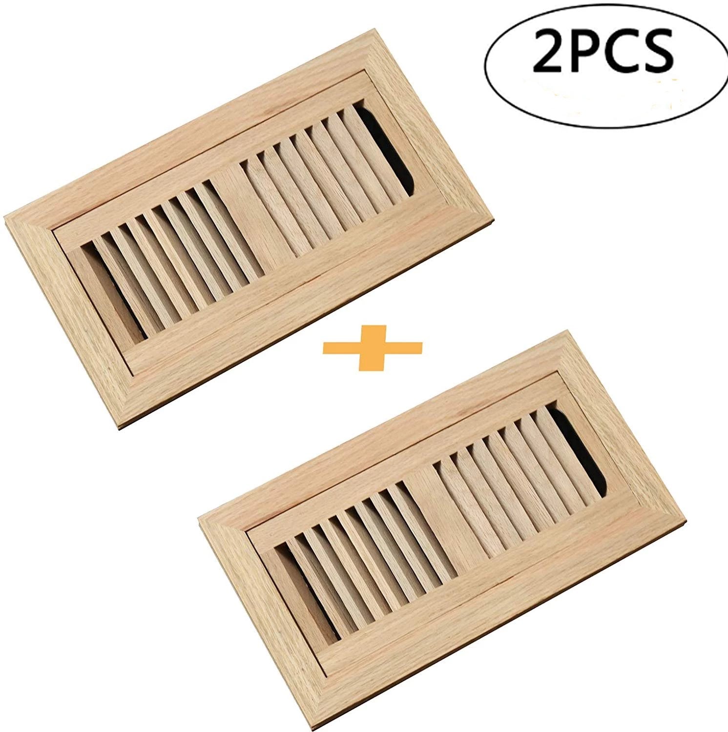 WELLAND Red Oak Flush Mount Floor Register Vents With Frame,Unfinished Wood Vents.