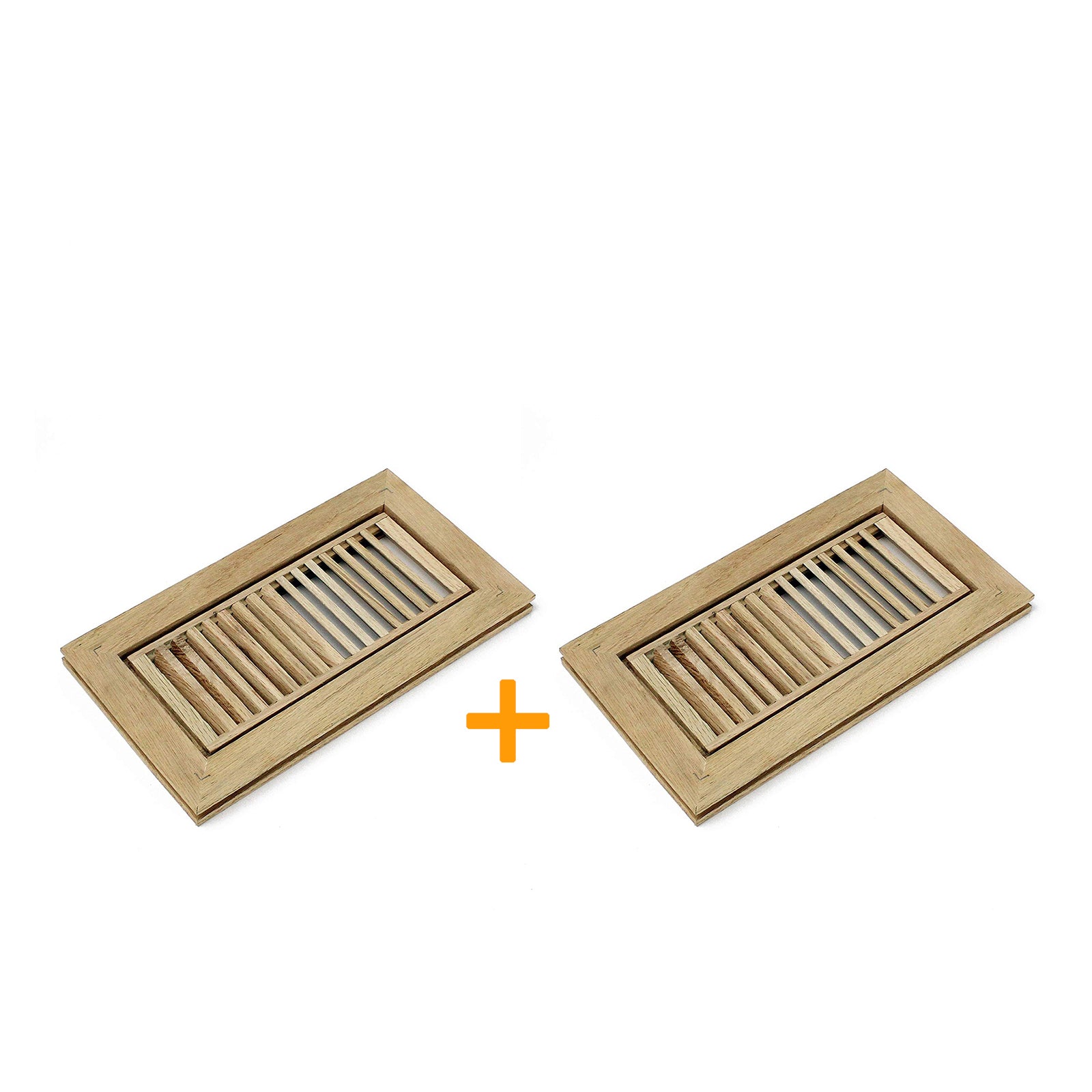 WELLAND Red Oak Flush Mount Floor Register Vents With Frame,Unfinished Wood Vents.