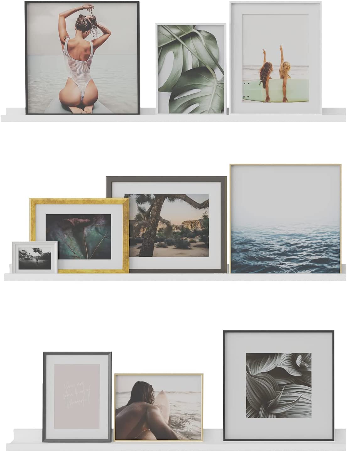 WELLAND Vista Photo Ledge Floating Shelves Picture Ledge Wall Mounted Shelf Display, Set of 3, 2pcs -35.43