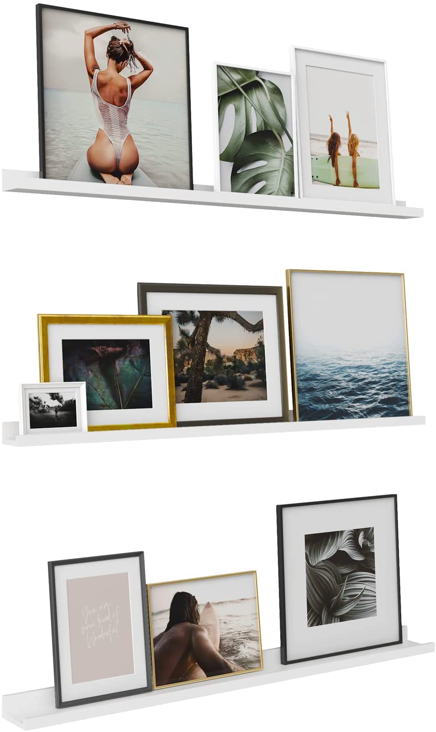 WELLAND Vista Photo Ledge Floating Shelves Picture Ledge Wall Mounted Shelf Display, Set of 3, 2pcs -35.43