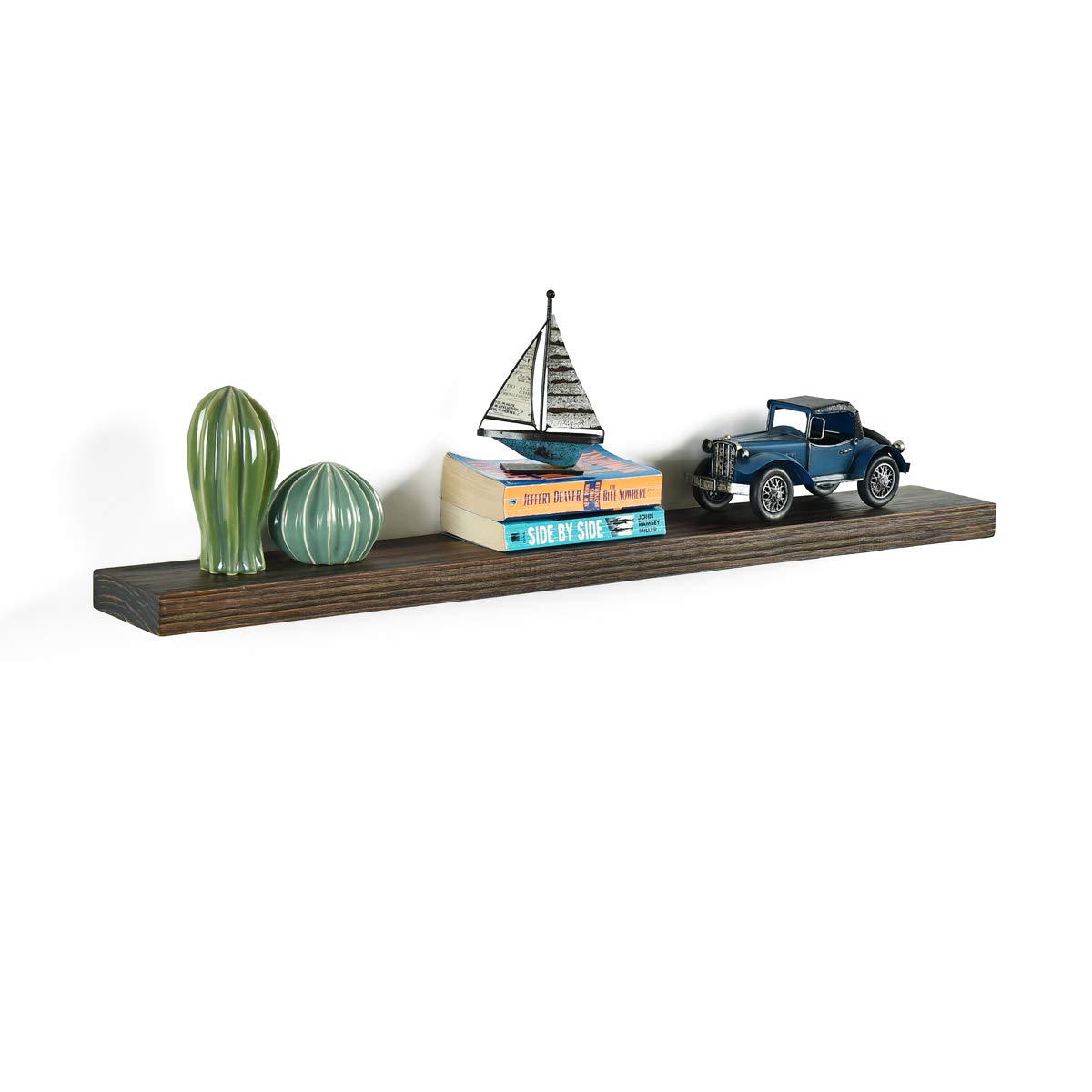 WELLAND Bradley Handmade Wood Floating Shelf Rustic Wall-Mounted Shelves, Set of 2, 12