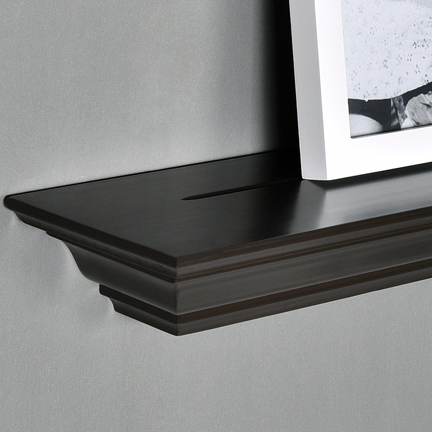 WELLAND Pine Wood Corona Crown Molding Floating Shelf Wall Mounted Shelves Fireplace Mantel Display, 60