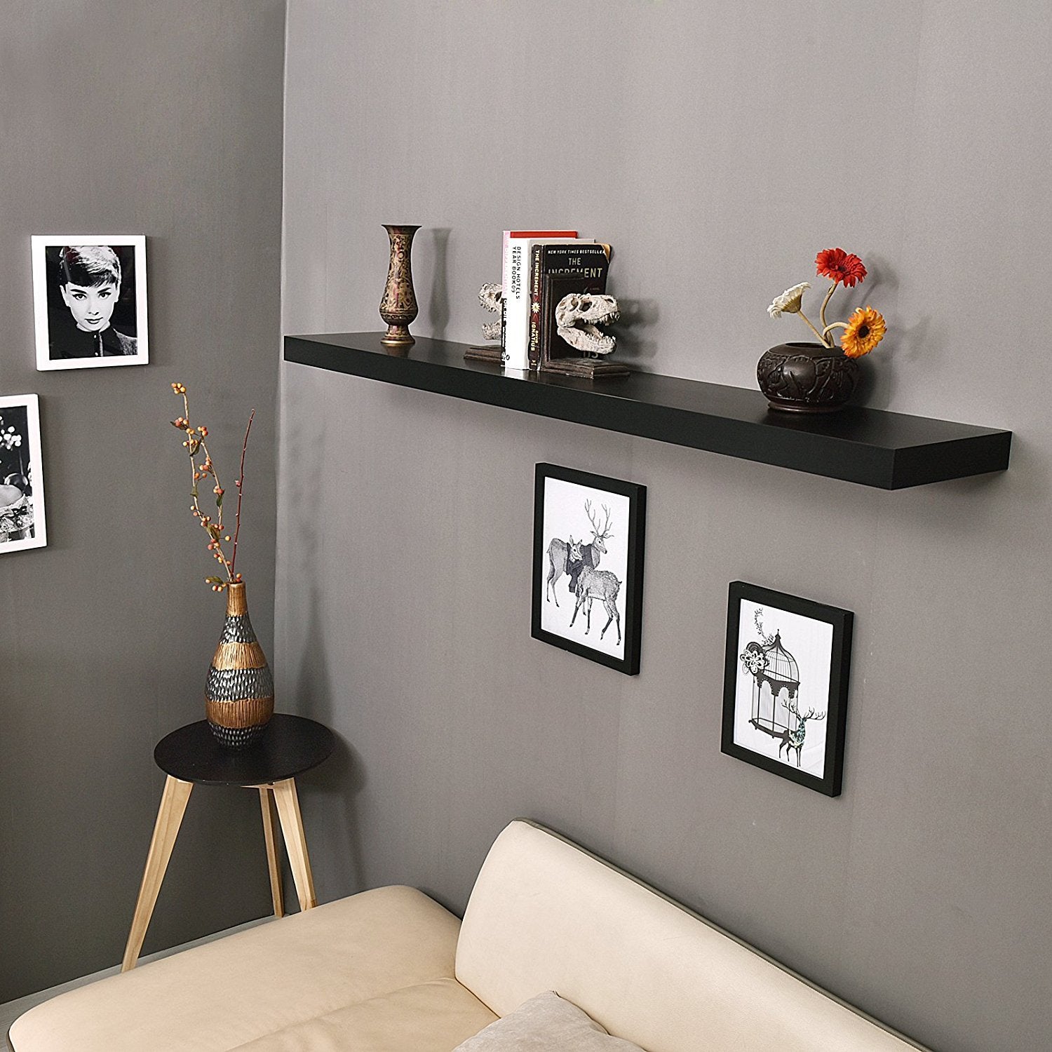 WELLAND Floating Shelves Wood Modern Display Shelves Wall Mounted Shelves, 60