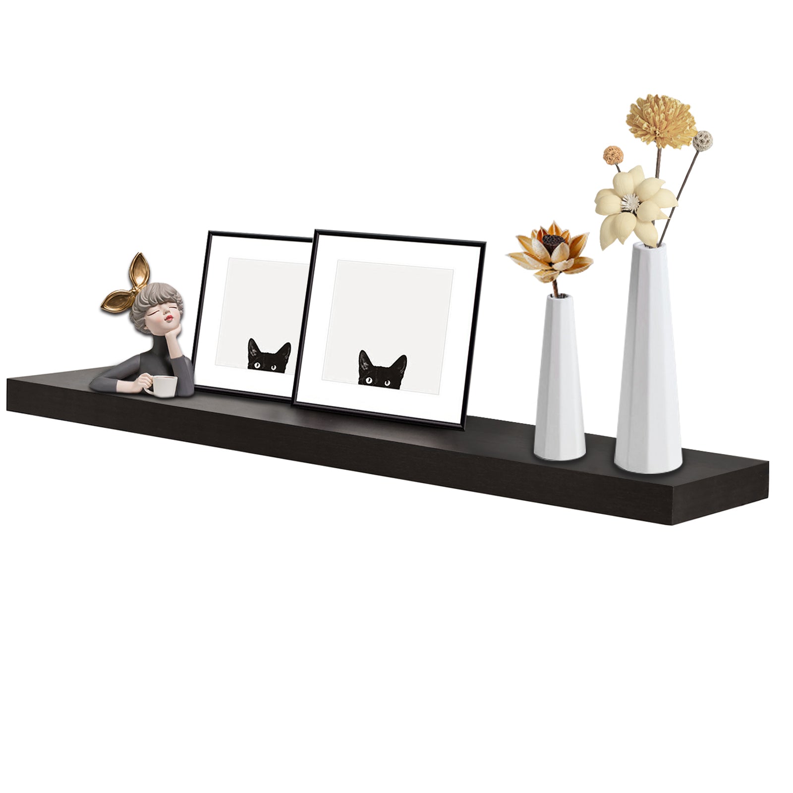 WELLAND  Floating Shelves Wood Modern Display Shelves Wall Mounted Shelves, 48