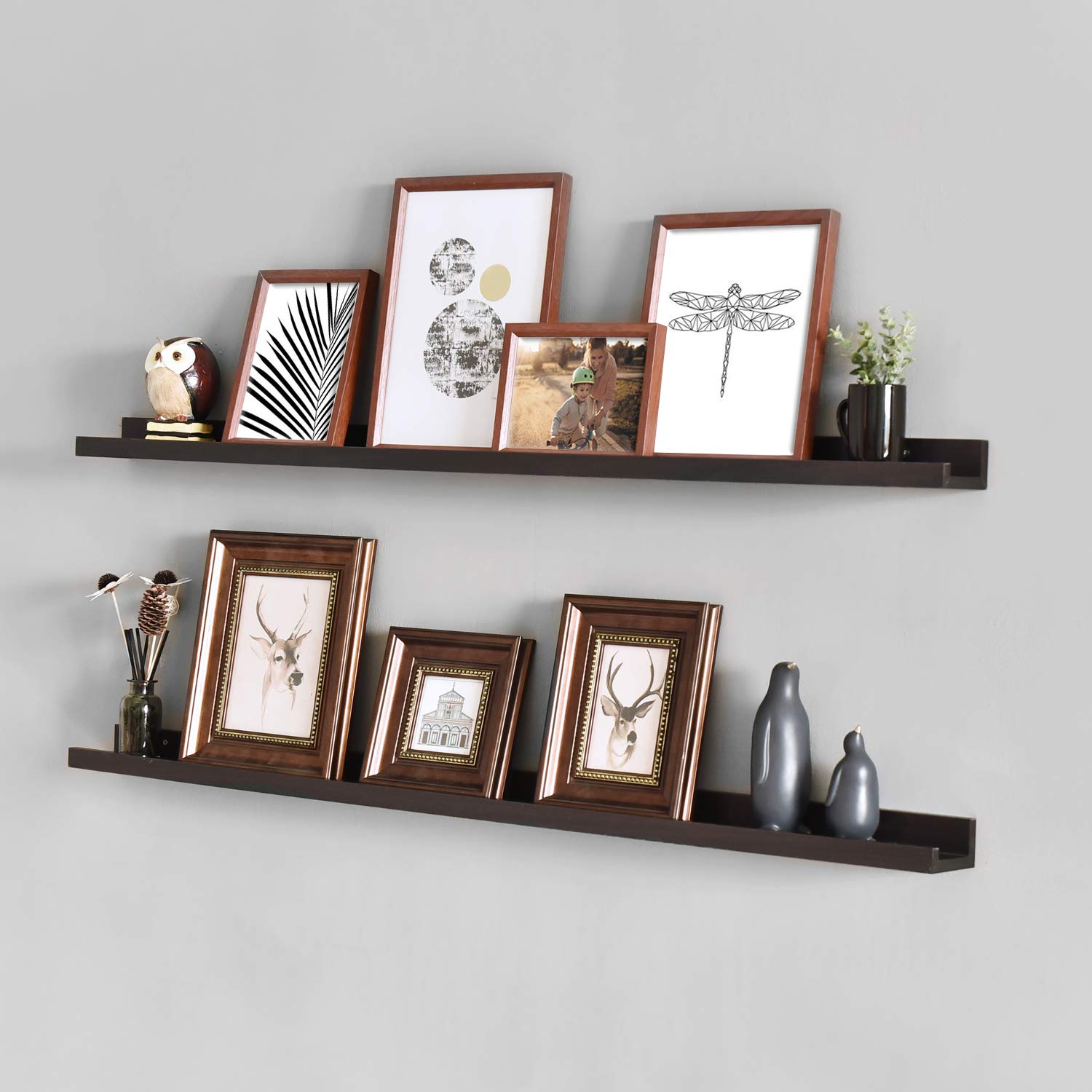 WELLAND Vista Photo Ledge Floating Shelves Picture Ledge Wall Mounted Shelf Display, Set of 2, 47.24
