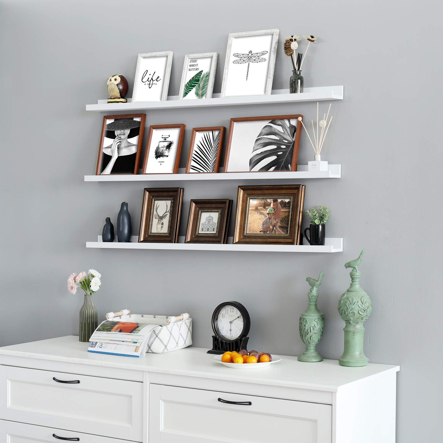 WELLAND Vista Photo Ledge Floating Shelves Picture Ledge Wall Mounted Shelf Display, Set of 2, 47.24