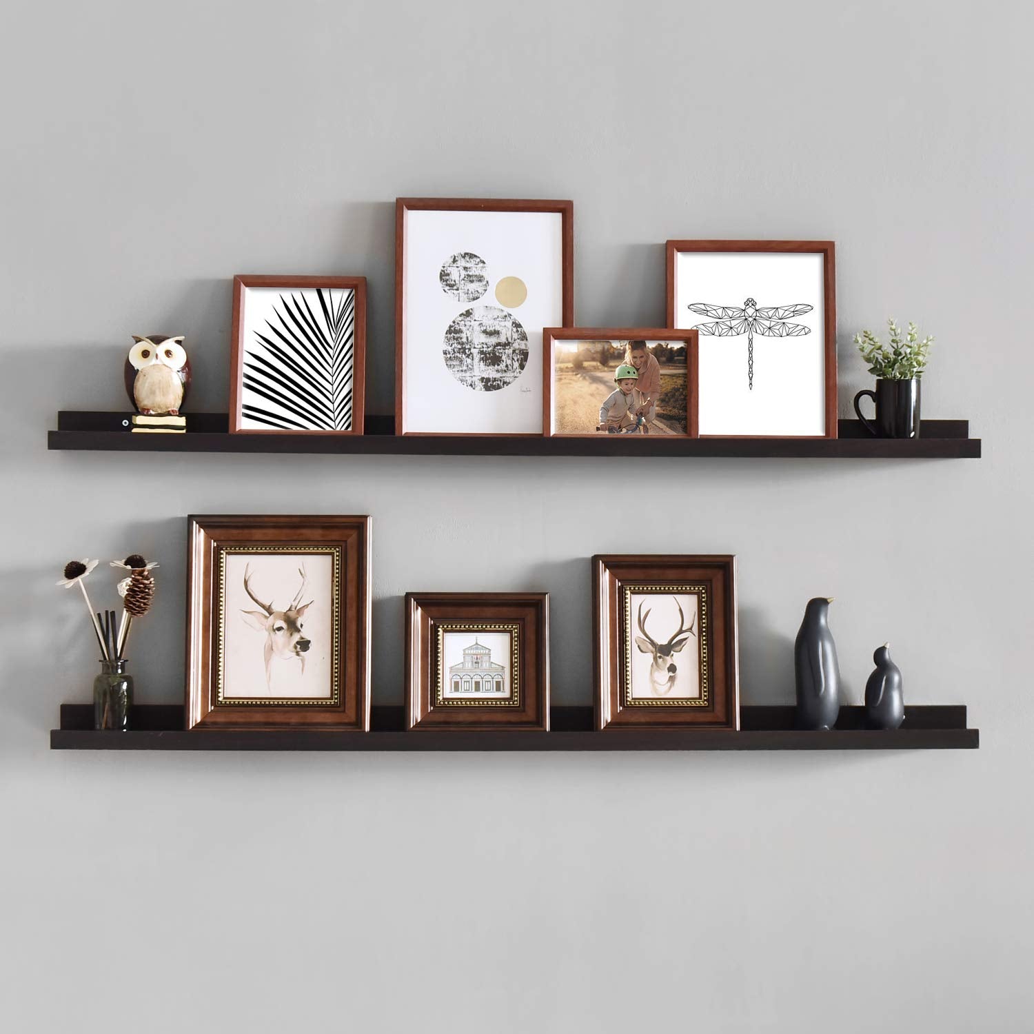 WELLAND Vista Photo Ledge Floating Shelves Picture Ledge Wall Mounted Shelf Display, Set of 2, 47.24