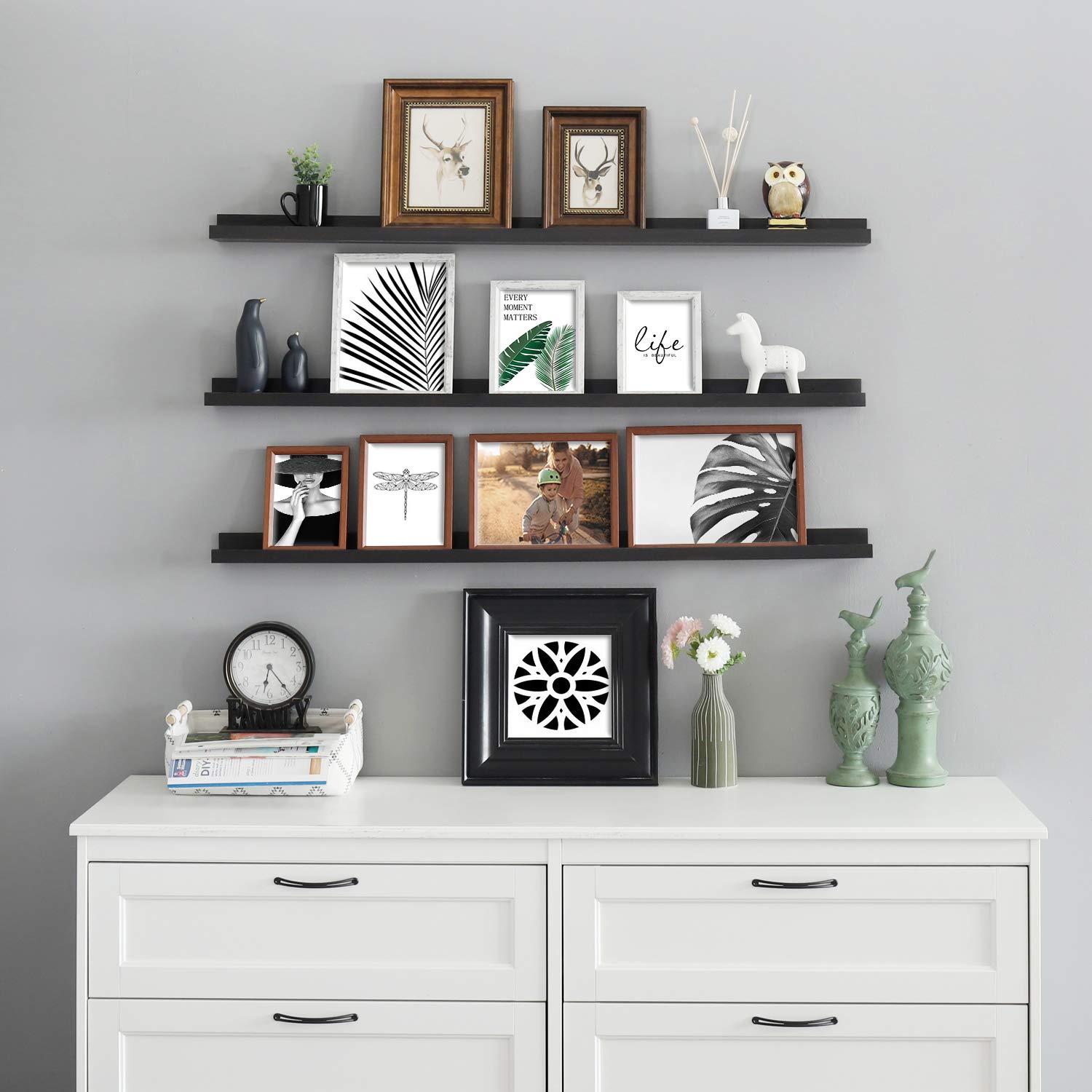 WELLAND Vista Photo Ledge Floating Shelves Picture Ledge Wall Mounted Shelf Display, Set of 2, 47.24