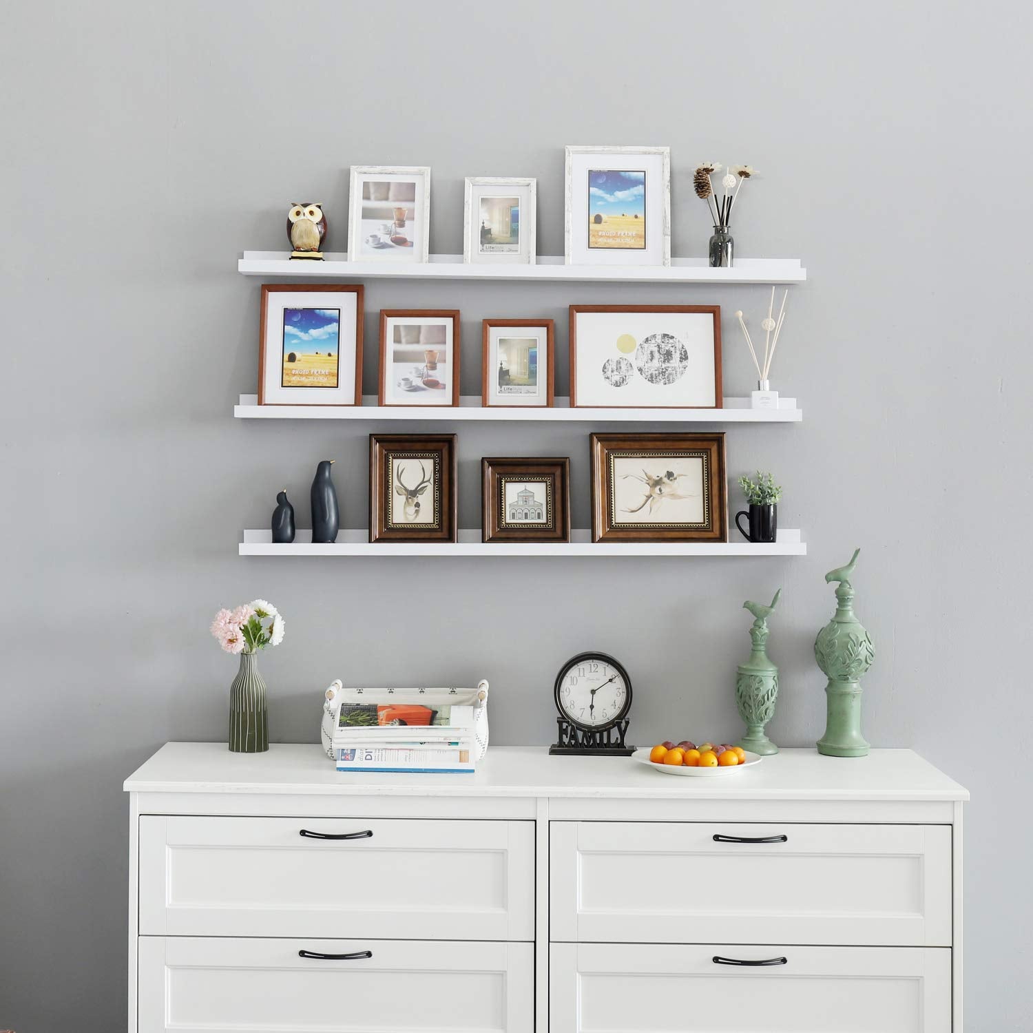 WELLAND Vista Photo Ledge Floating Shelves Picture Ledge Wall Mounted Shelf Display, Set of 2, 47.24