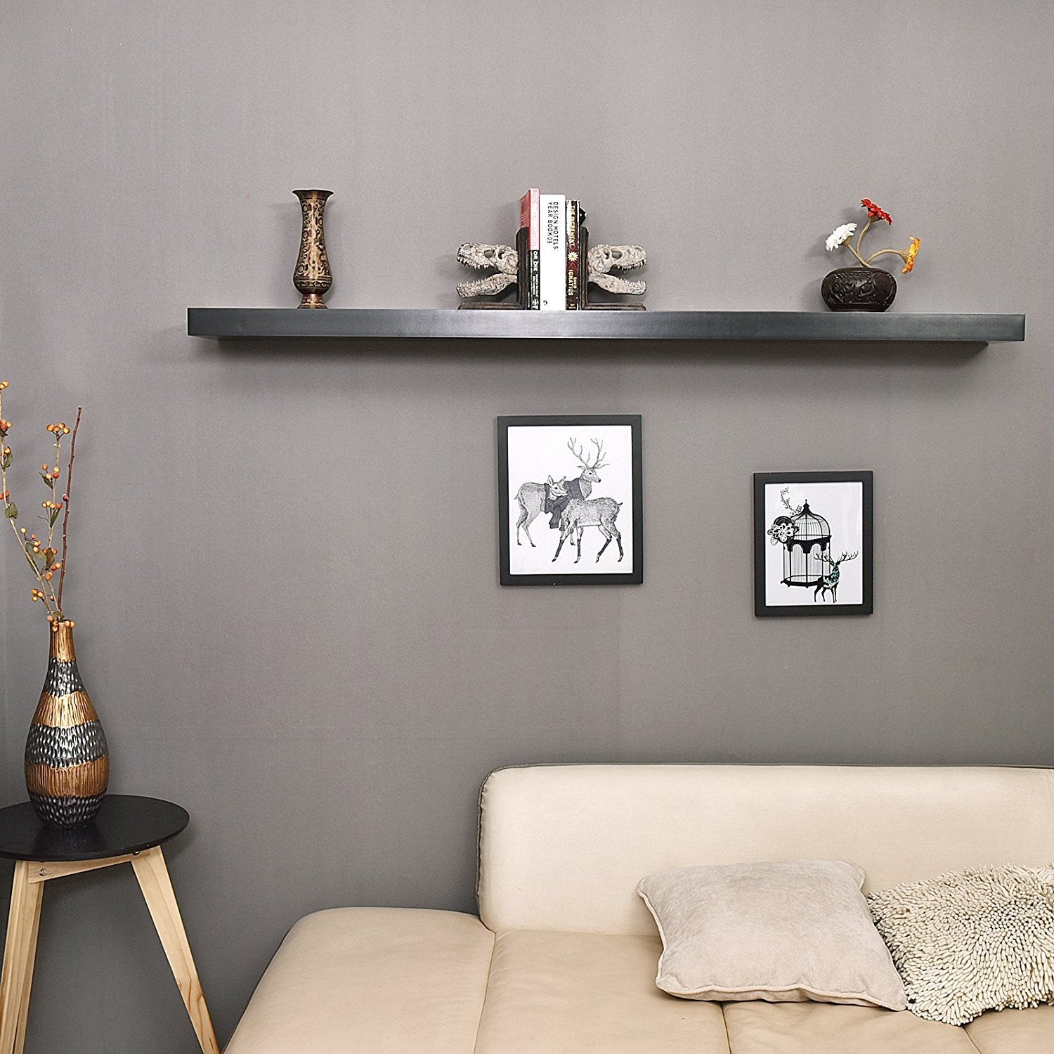 WELLAND Floating Shelves Wood Modern Display Shelves Wall Mounted Shelves, 60