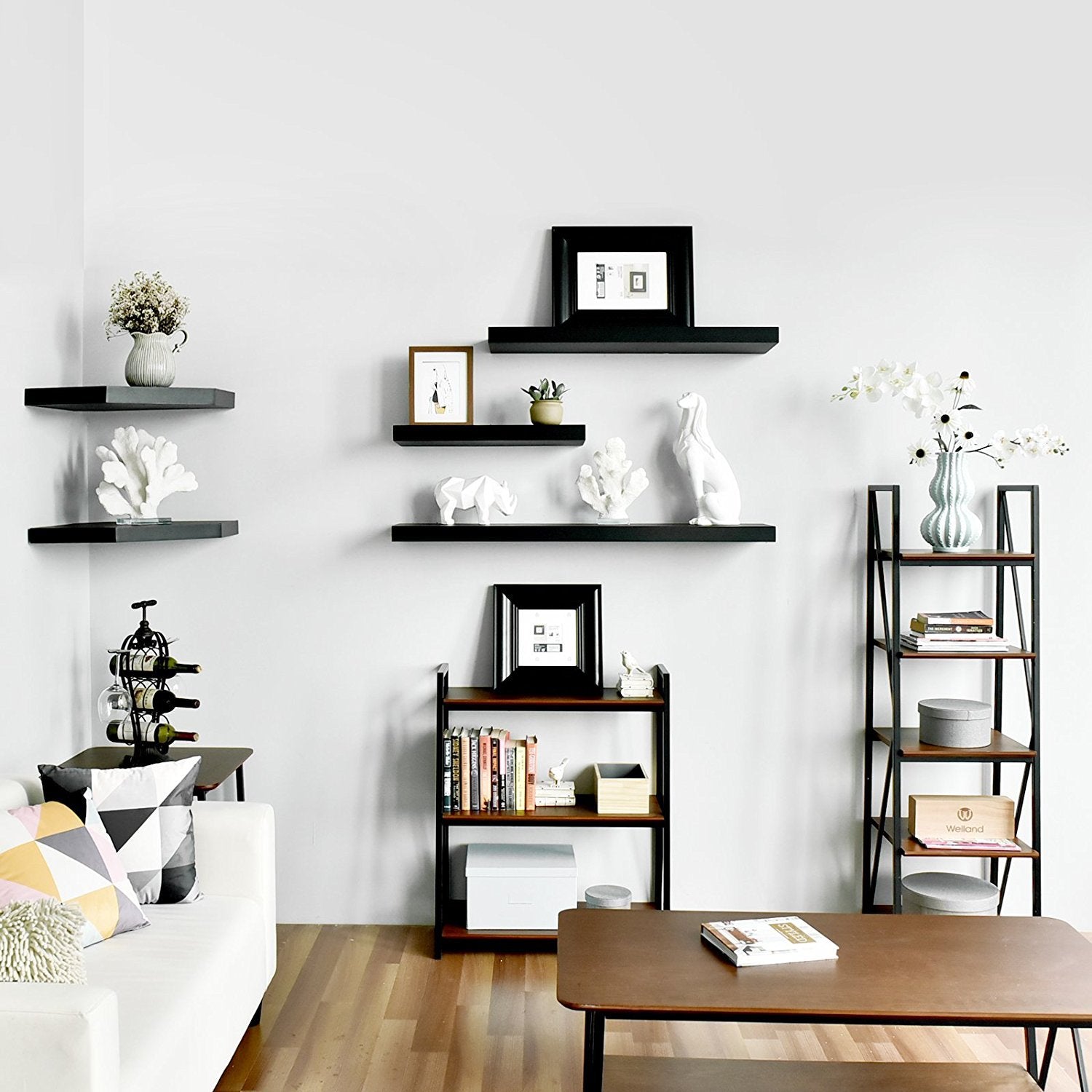 WELLAND Floating Shelves Wood Modern Display Shelves Wall Mounted Shelves, 16
