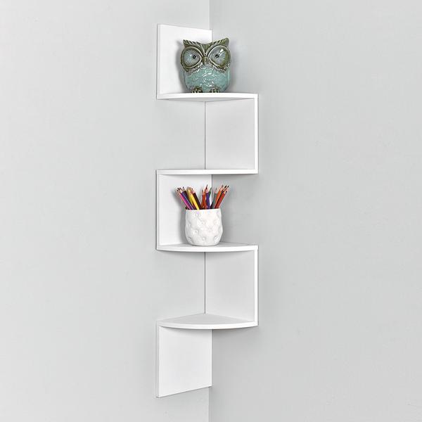 WELLAND Zig Zag 4-Tier Floating Corner Shelves Wall Mounted Shelf Storage Display, 7.87
