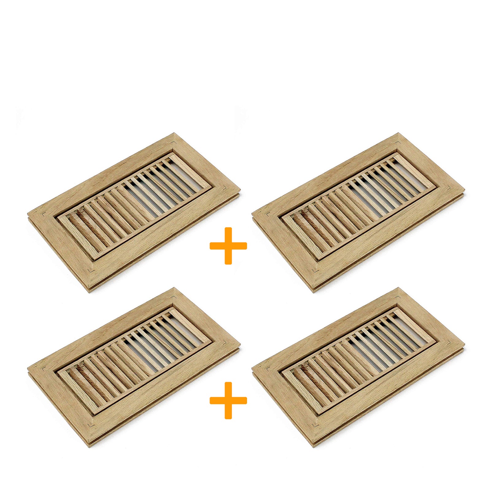 WELLAND Red Oak Flush Mount Floor Register Vents With Frame,Unfinished Wood Vents.
