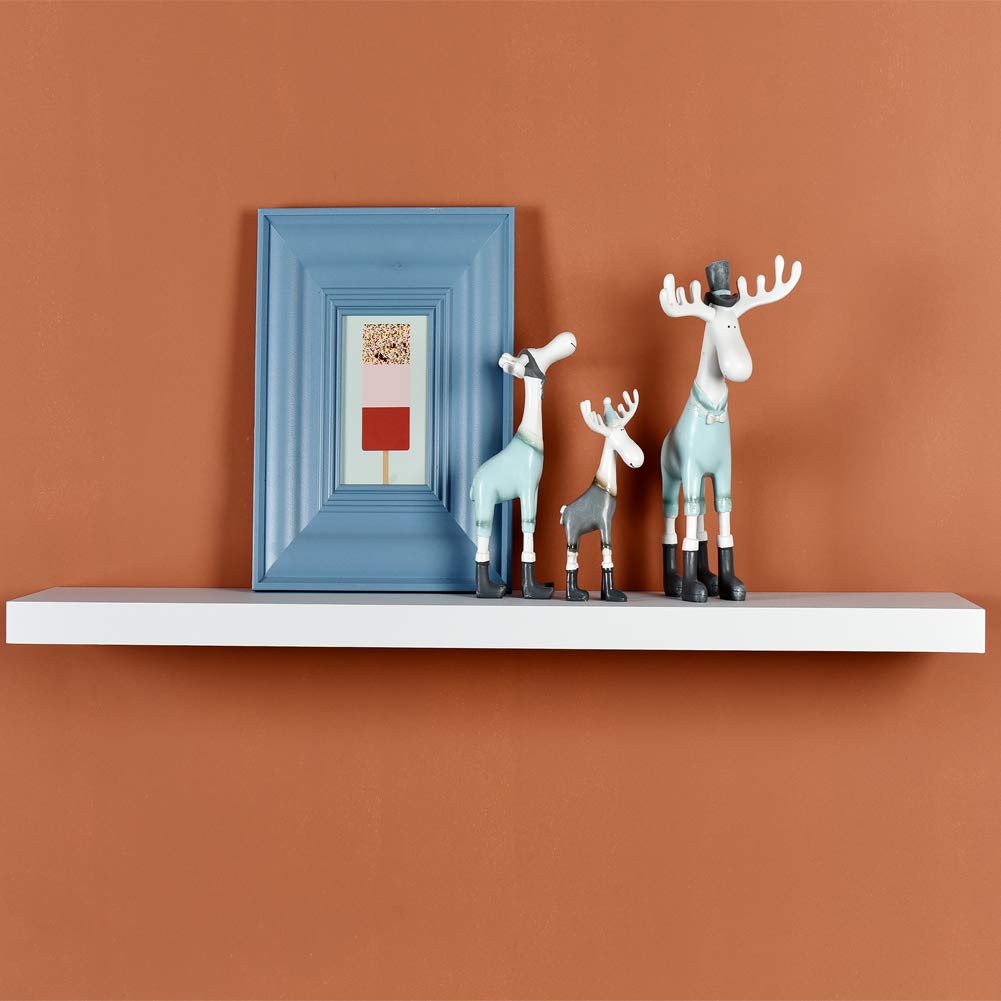 WELLAND Simons Floating Shelf Wood Modern Wall Mounted Display Shelves, 36''L x 8''D x 1.25''T, White/Black