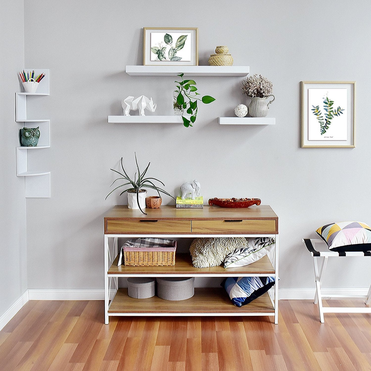 WELLAND  Floating Shelves Wood Modern Display Shelves Wall Mounted Shelves, 48