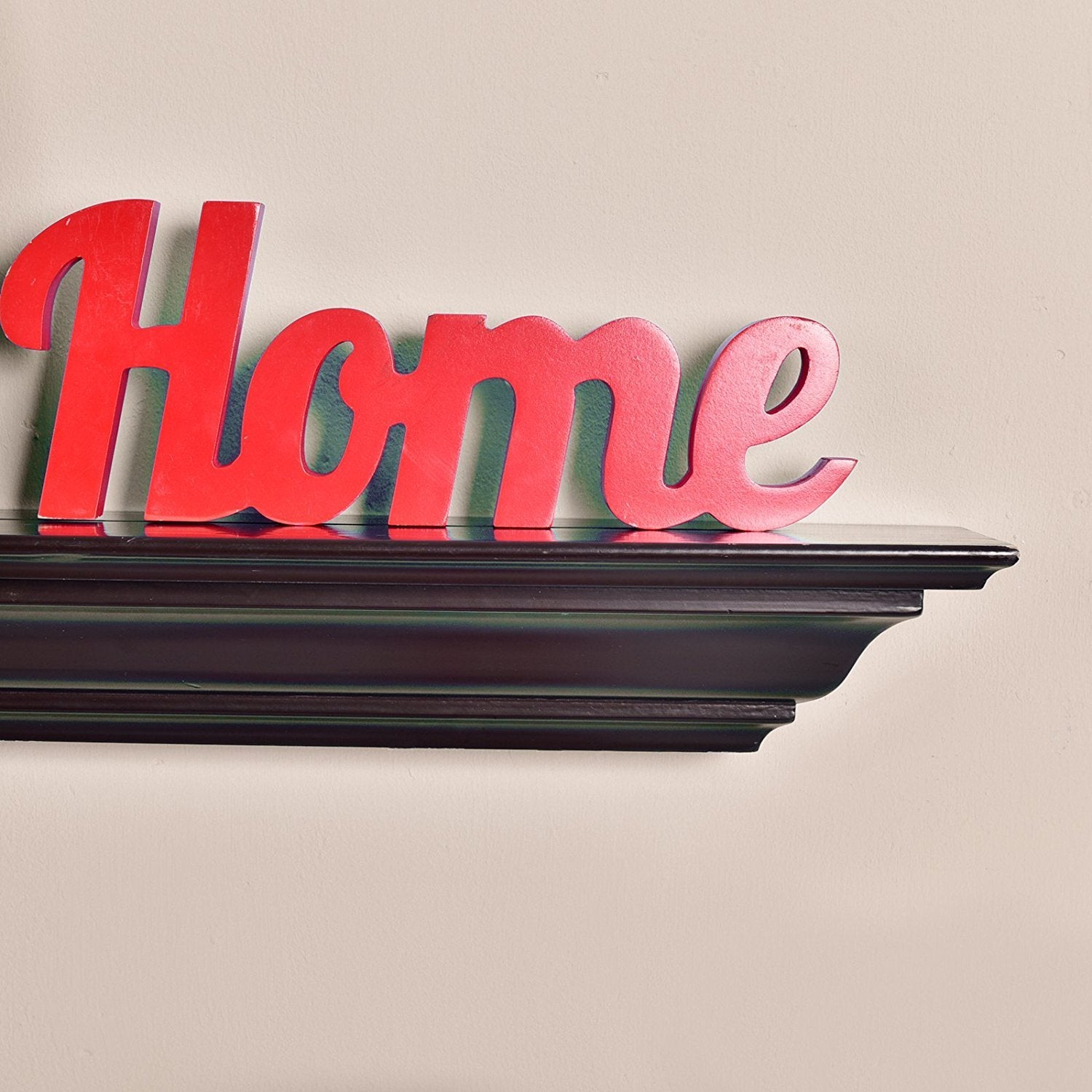 WELLAND Pine Wood Corona Crown Molding Floating Shelf Wall Mounted Shelves Fireplace Mantel Display, 24