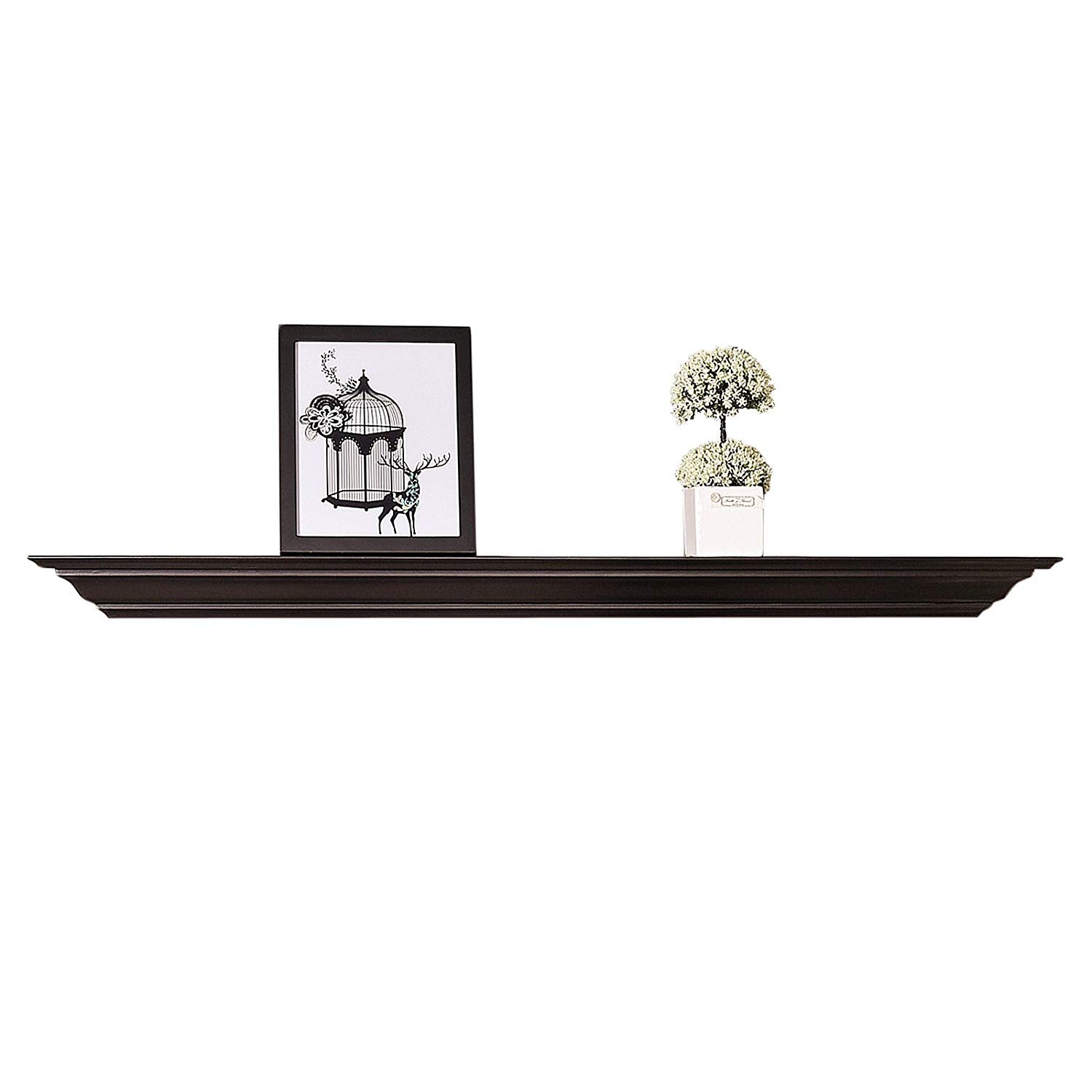 WELLAND Pine Wood Corona Crown Molding Floating Shelf Wall Mounted Shelves Fireplace Mantel Display, 36