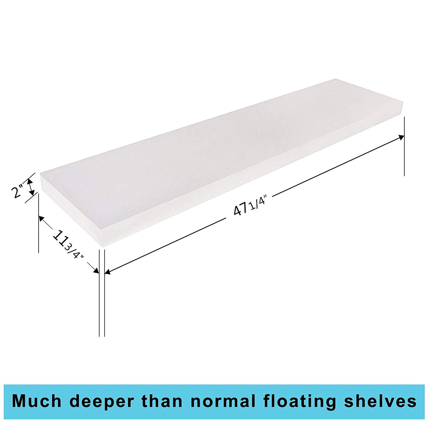WELLAND 12 Inch Deep Grande Floating Shelf Wall Mounted Shelves Display, 24