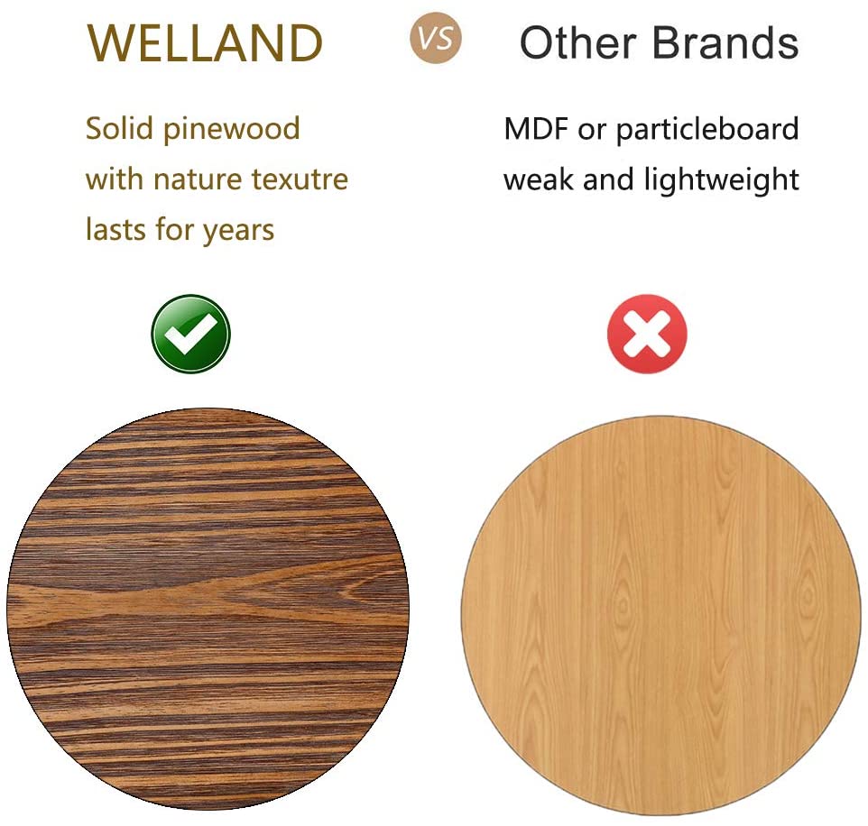 WELLAND 3-Tier Solid Pinewood Side Table Rustic Wood End Table Coffee Table, 20“W x 15”D x 27“H