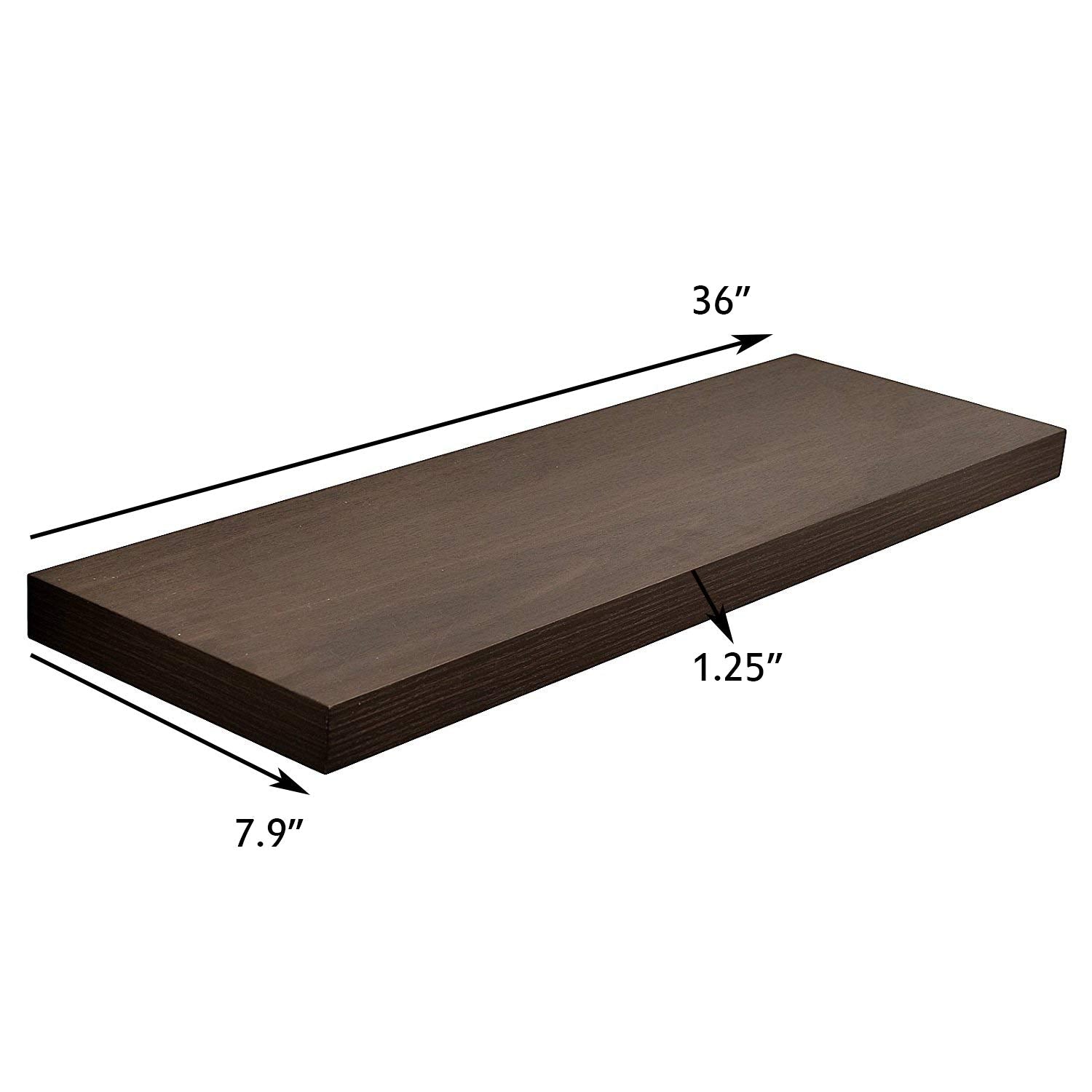 WELLAND Simons Floating Shelf Wood Modern Wall Mounted Display Shelves, 36''L x 8''D x 1.25''T, White/Black