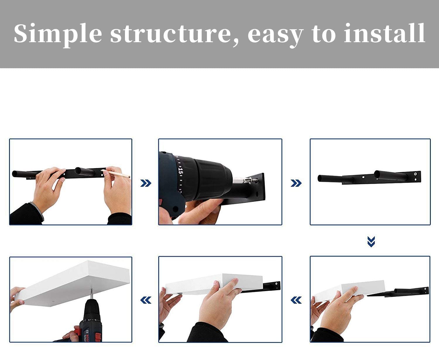 WELLAND Simons Floating Shelf Wood Modern Wall Mounted Display Shelves, 18