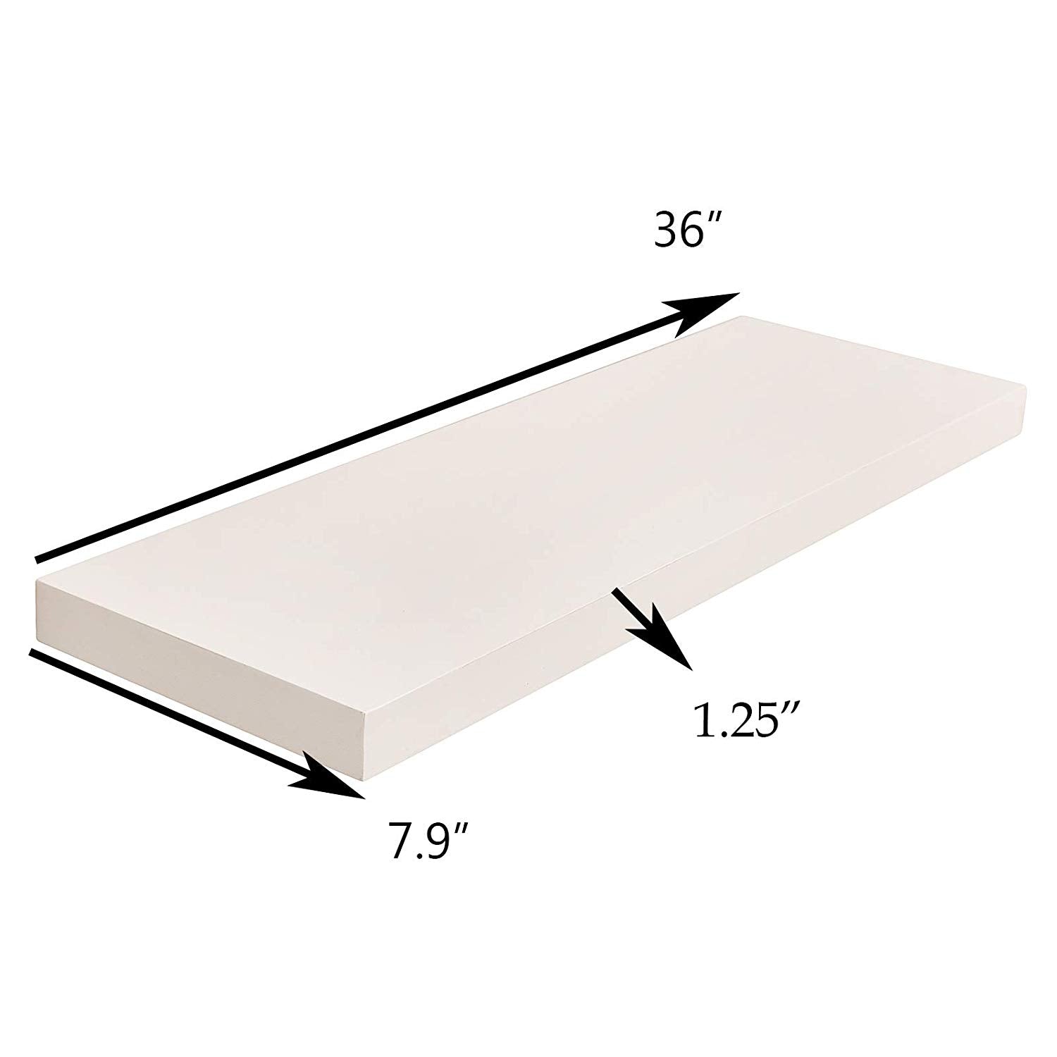 WELLAND Simons Floating Shelf Wood Modern Wall Mounted Display Shelves, 36''L x 8''D x 1.25''T, White/Black
