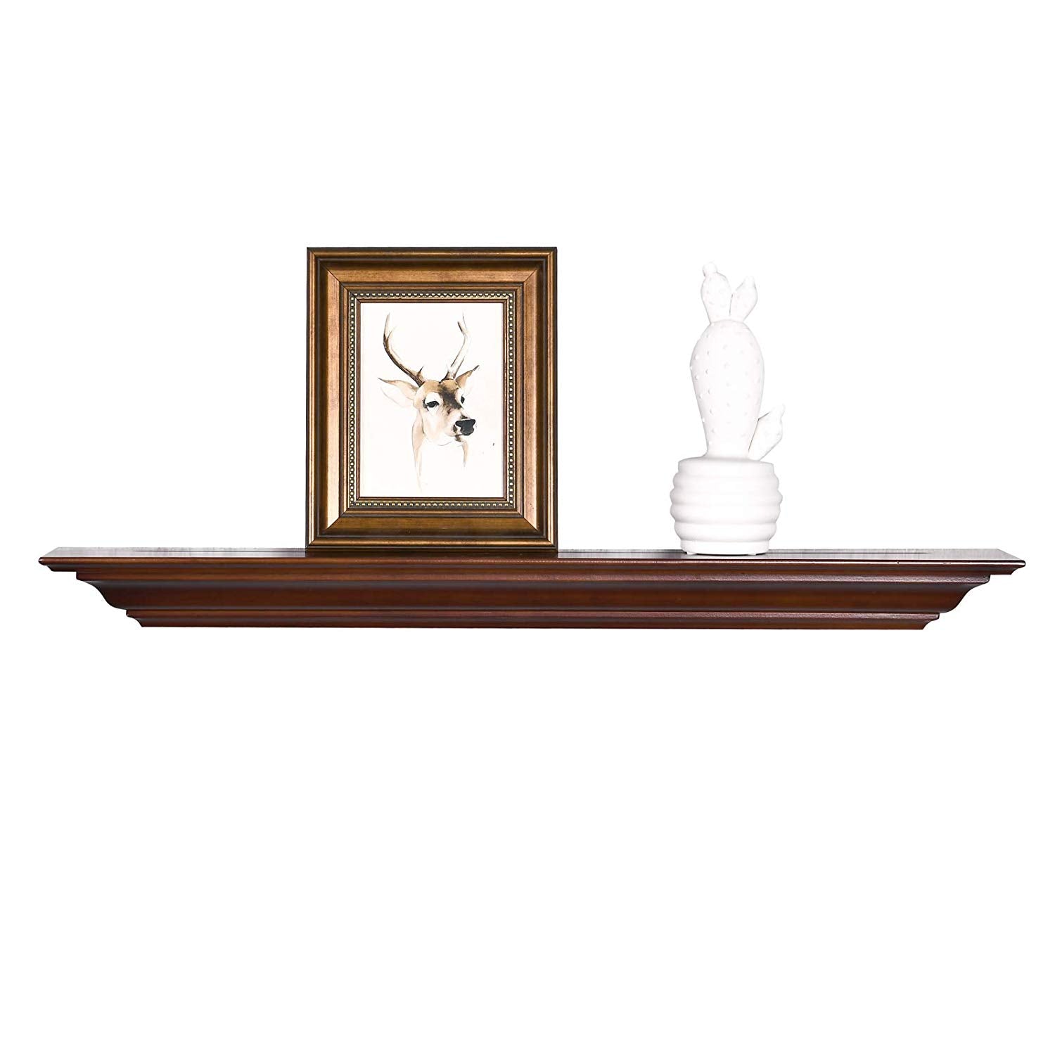 WELLAND Pine Wood Corona Crown Molding Floating Shelf Wall Mounted Shelves Fireplace Mantel Display, 36