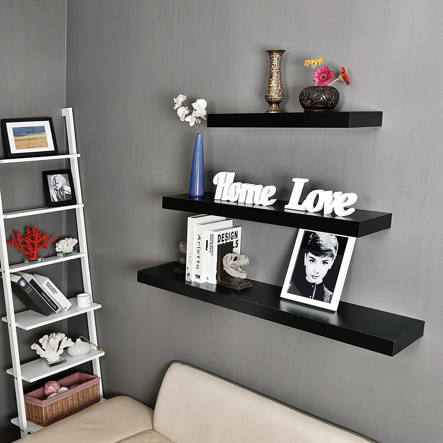 WELLAND Floating Shelves Wood Modern Display Shelves Wall Mounted Shelves, 60