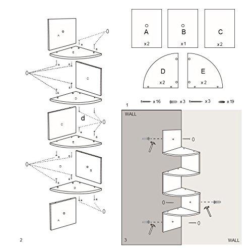 WELLAND Zig Zag 4-Tier Floating Corner Shelves Wall Mounted Shelf Storage Display, 7.87