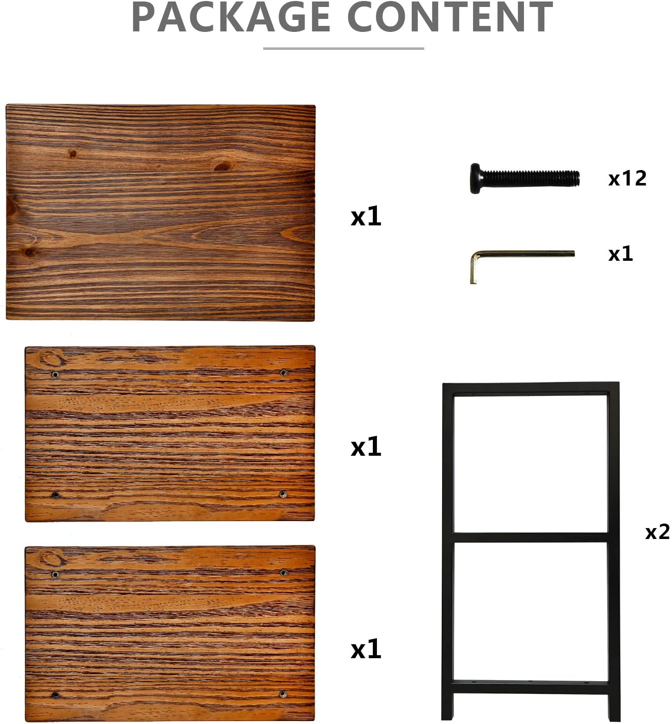 WELLAND 3-Tier Solid Pinewood Side Table Rustic Wood End Table Coffee Table, 20“W x 15”D x 27“H