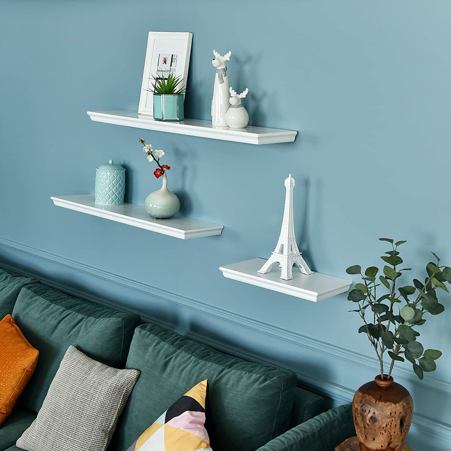 WELLAND Dover Floating Wall Shelf Wall Mounted Shelves Display, 24