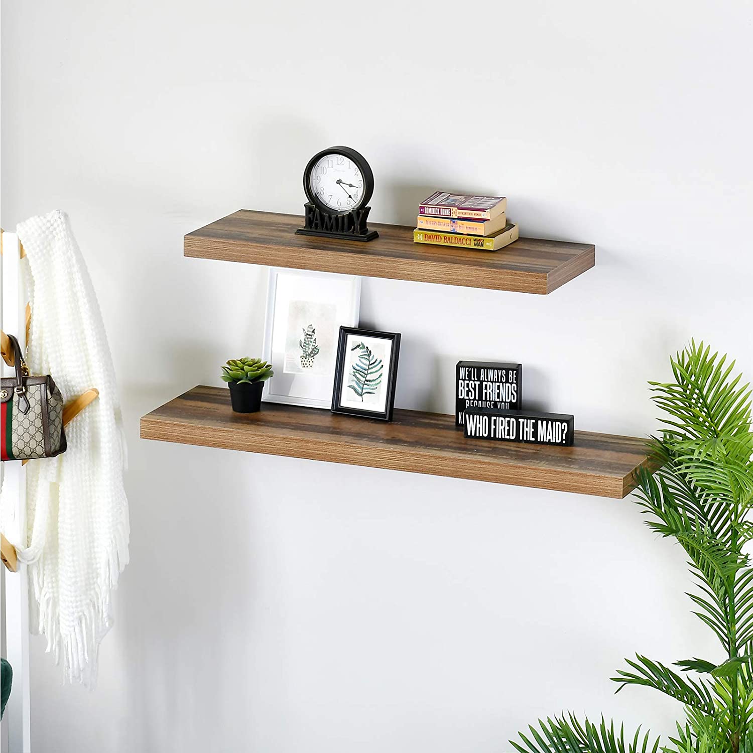 WELLAND 12 Inch Deep Grande Floating Shelf Wall Mounted Shelves Display, 24