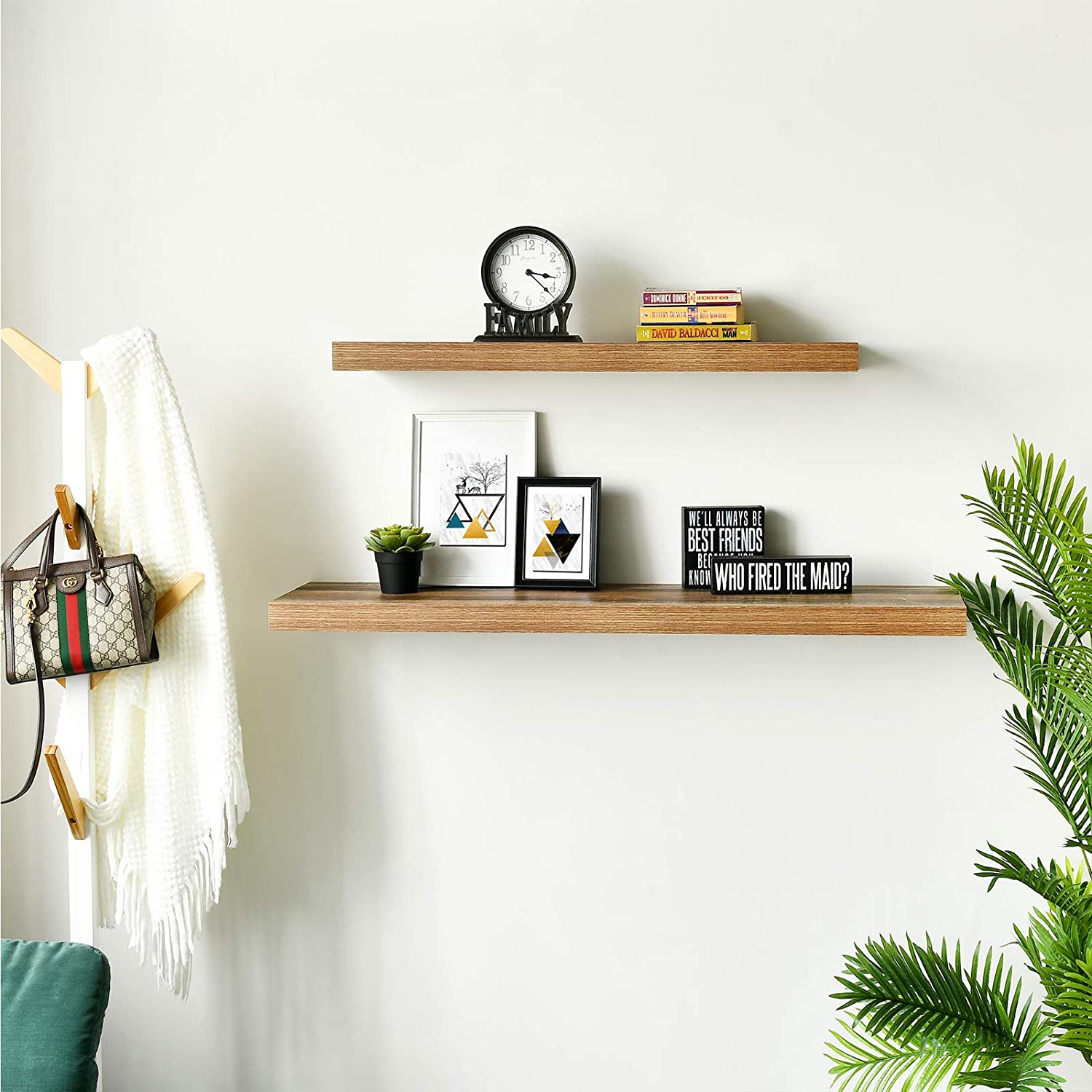 WELLAND 12 Inch Deep Grande Floating Shelf Wall Mounted Shelves Display, 24