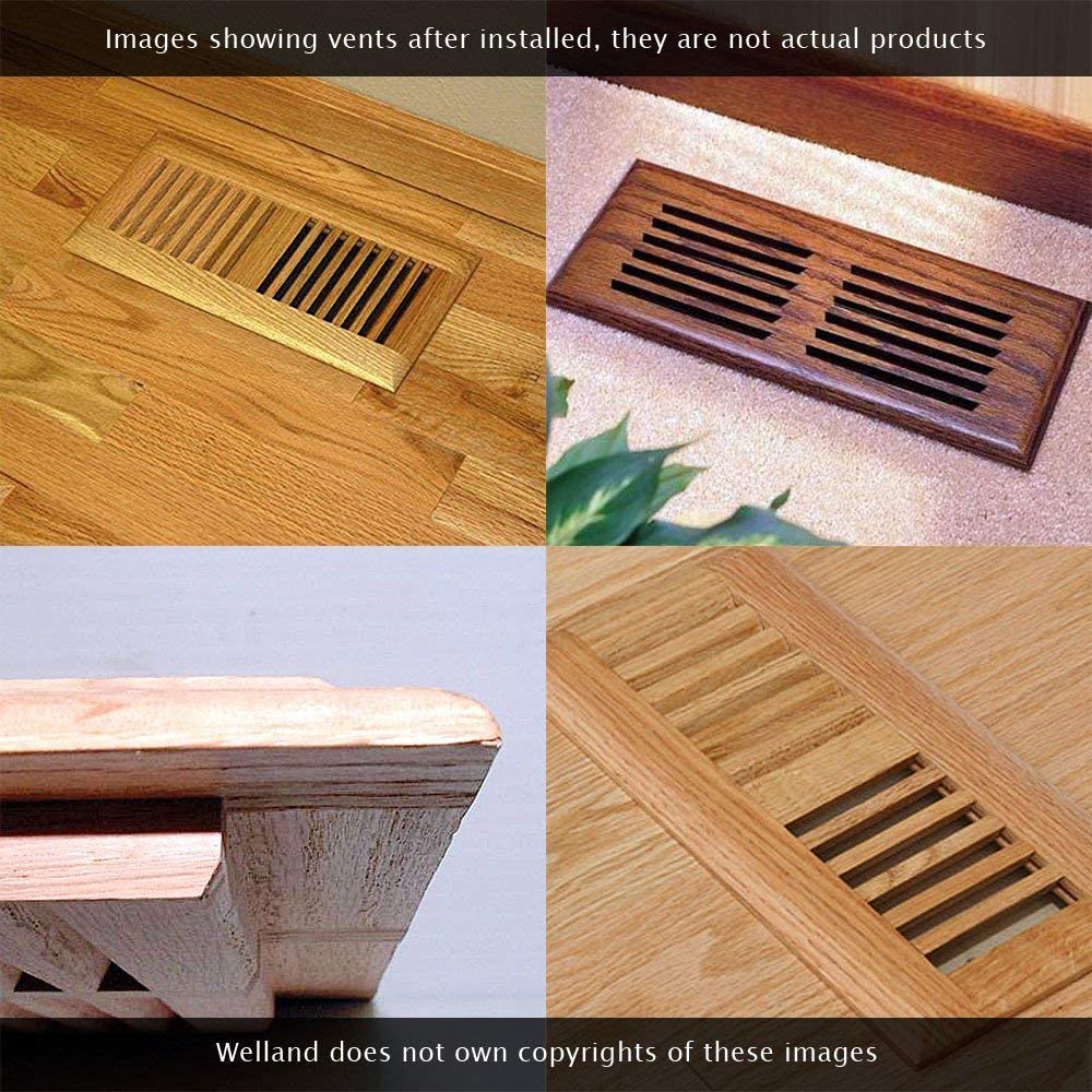 WELLAND Hickory Flush Mount Floor vent With Frame, Unfinished Wood Vents