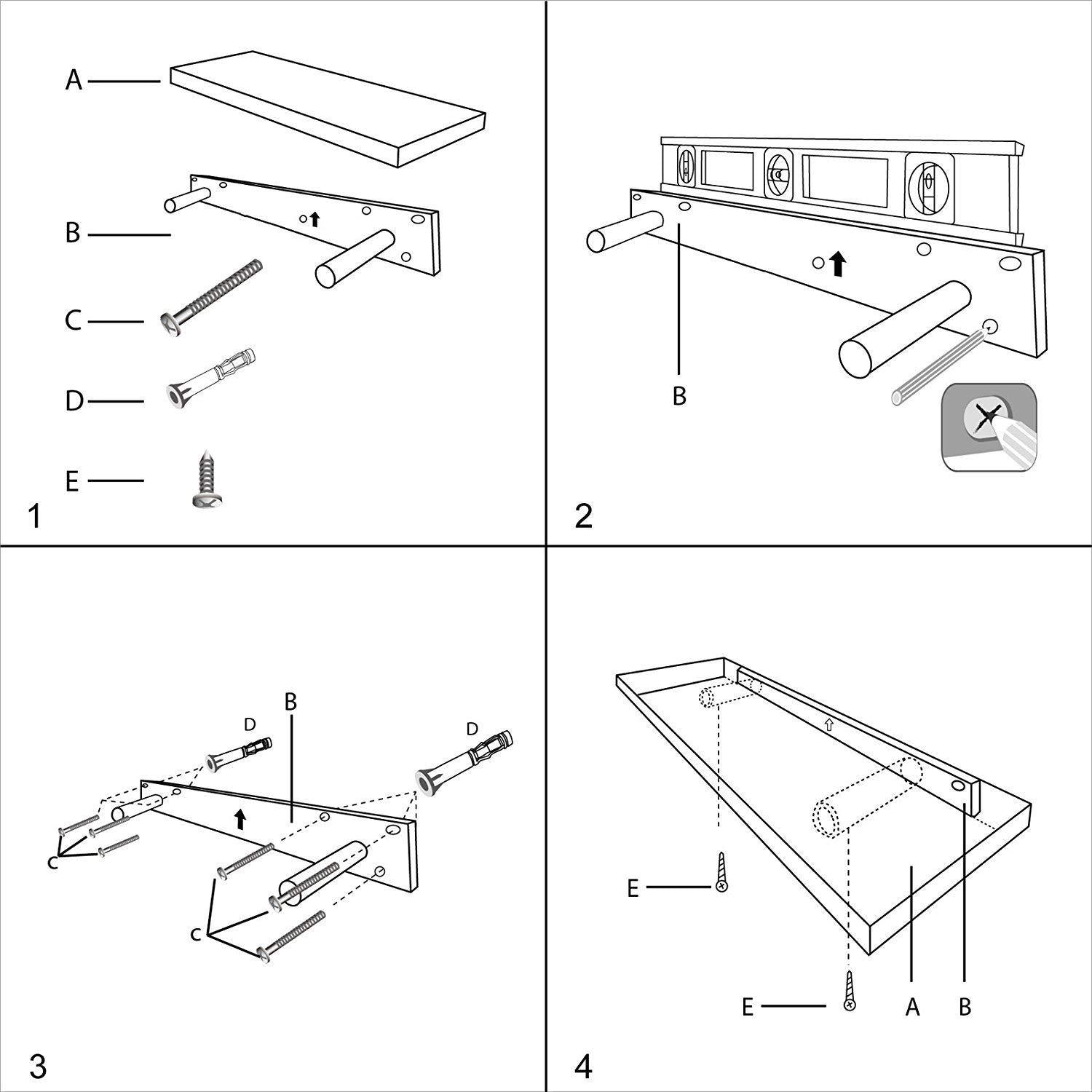 WELLAND New Chicago Floating Shelves Wall Mounted Shelf Display, 47.5