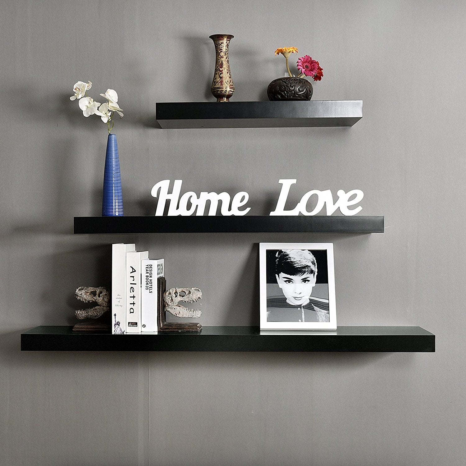 WELLAND Floating Shelves Wood Modern Display Shelves Wall Mounted Shelves, 60