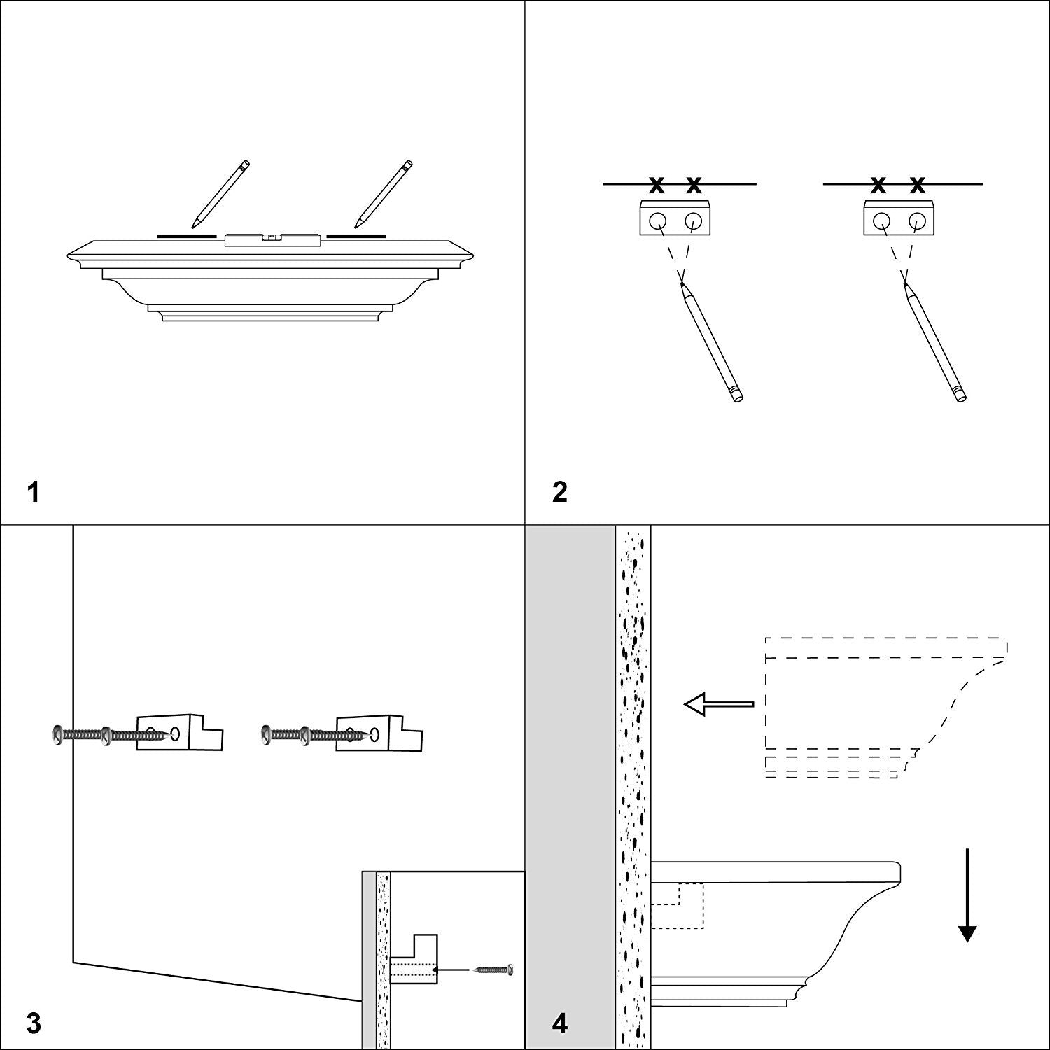 WELLAND Pine Wood Corona Crown Molding  Floating Shelf Wall Mounted Shelves Fireplace Mantel Display, 48