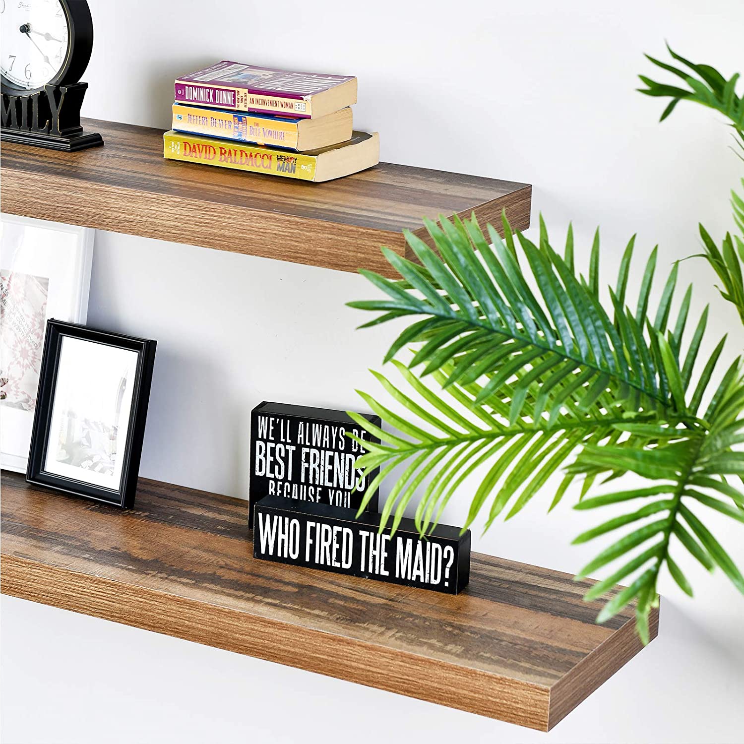 WELLAND 12 Inch Deep Grande Floating Shelf Wall Mounted Shelves Display, 24