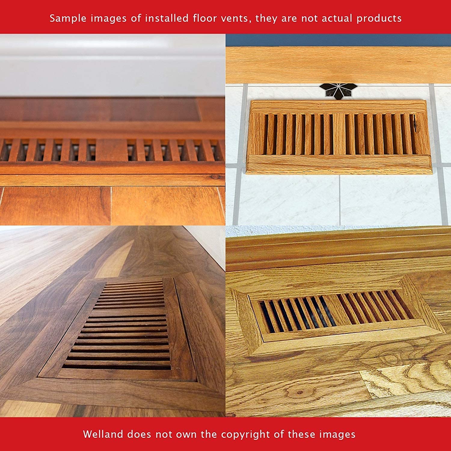 WELLAND Hickory Flush Mount Floor vent With Frame, Unfinished Wood Vents