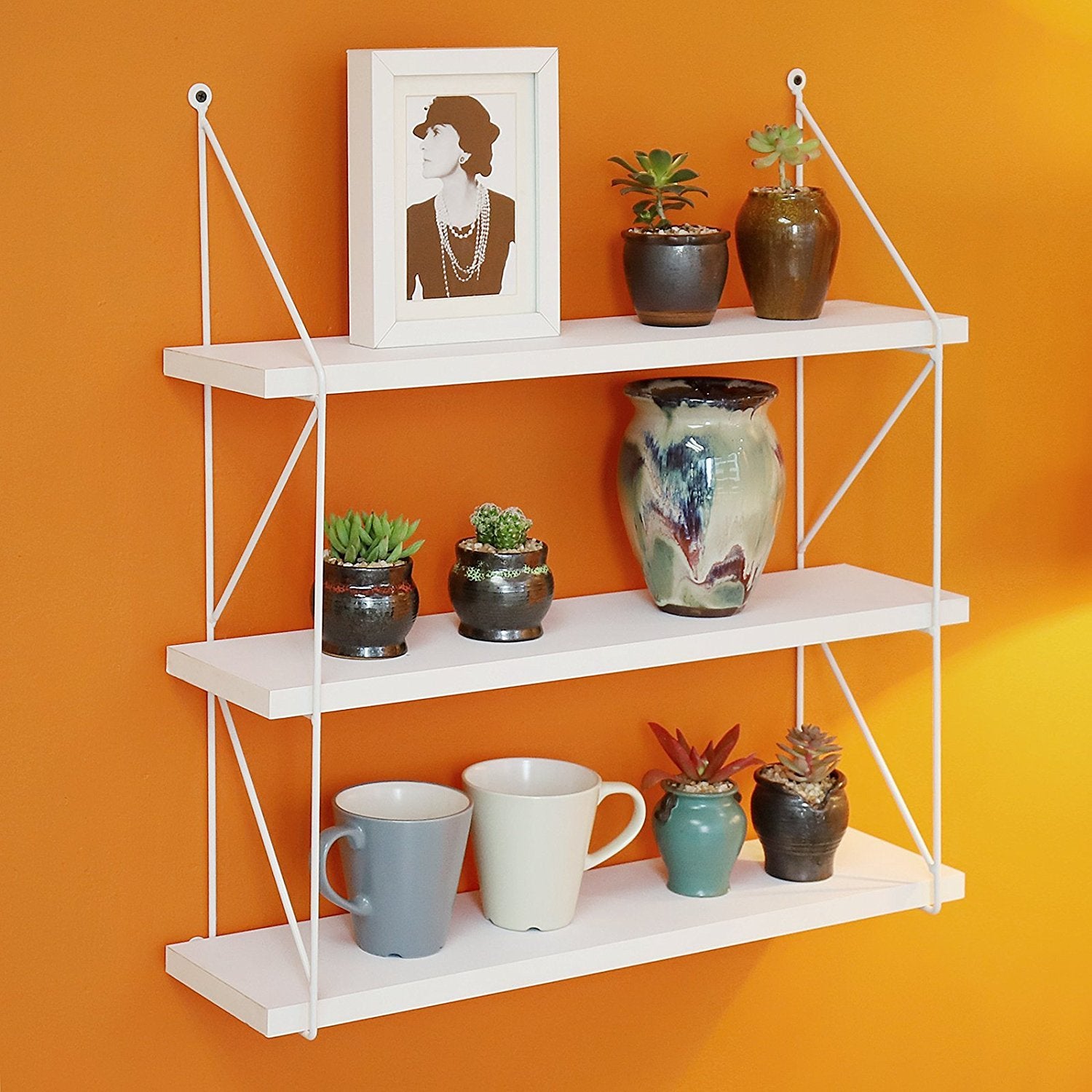 WELLAND 3-Tier Display Wall Mounted Shelves Storage Rack Wall Rack Holder Rack Floating Shelf, 24.5
