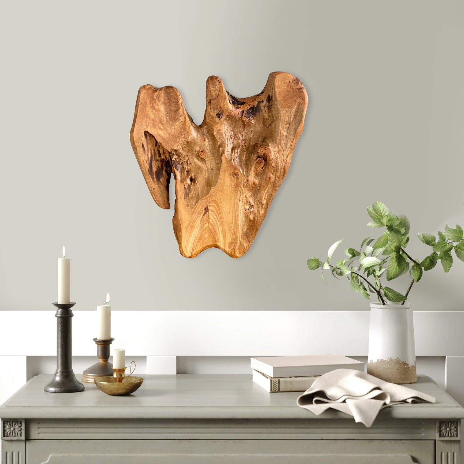WELLAND Cedar Wood Wall decoration Ornaments, Hanging Decoration, irregular shape décor, 17.5 (L) x 1.5 (W) x 15 (H) inches