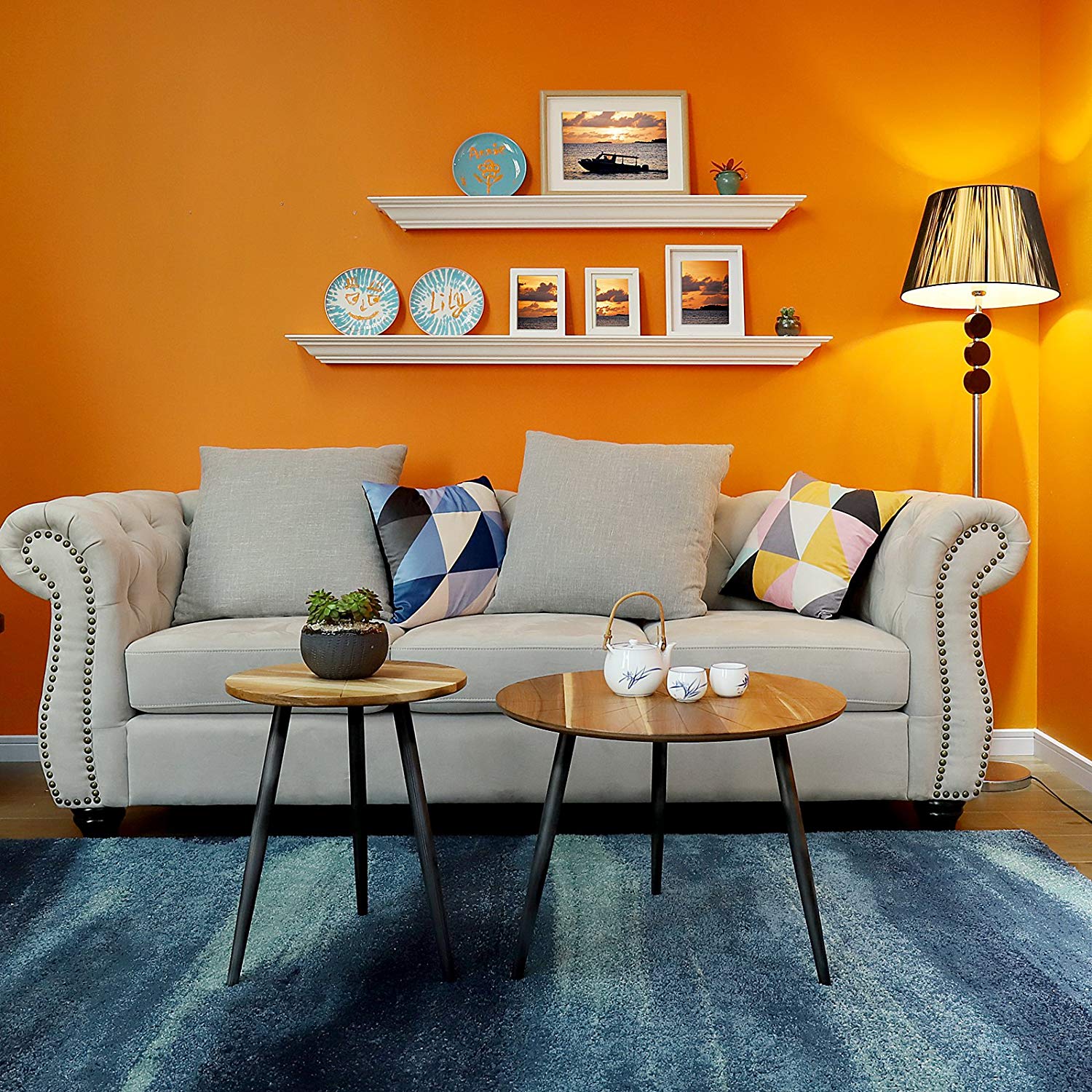 WELLAND Pine Wood Corona Crown Molding  Floating Shelf Wall Mounted Shelves Fireplace Mantel Display, 48