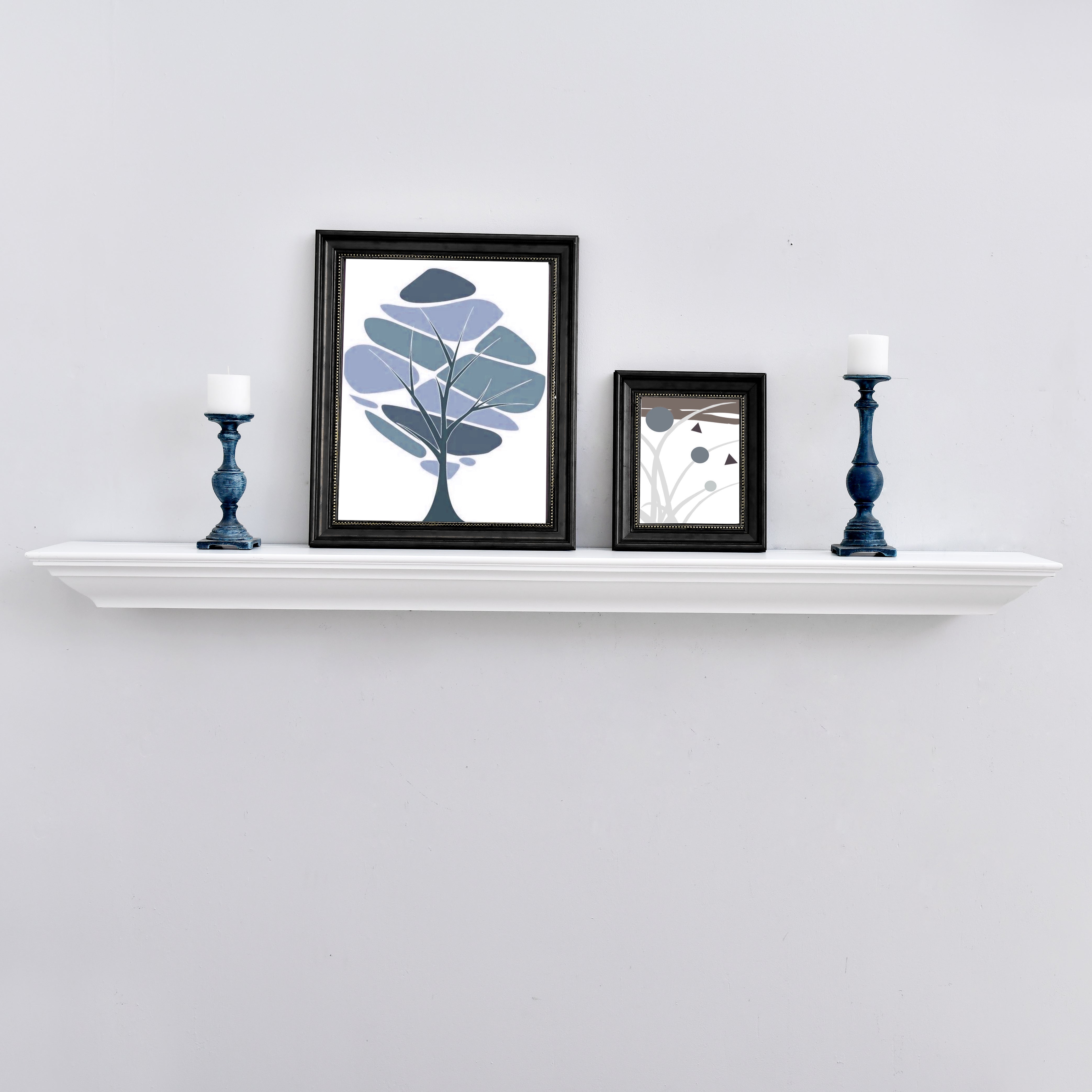 WELLAND Pine Wood Corona Crown Molding Floating Shelf Wall Mounted Shelves Fireplace Mantel Display, 72